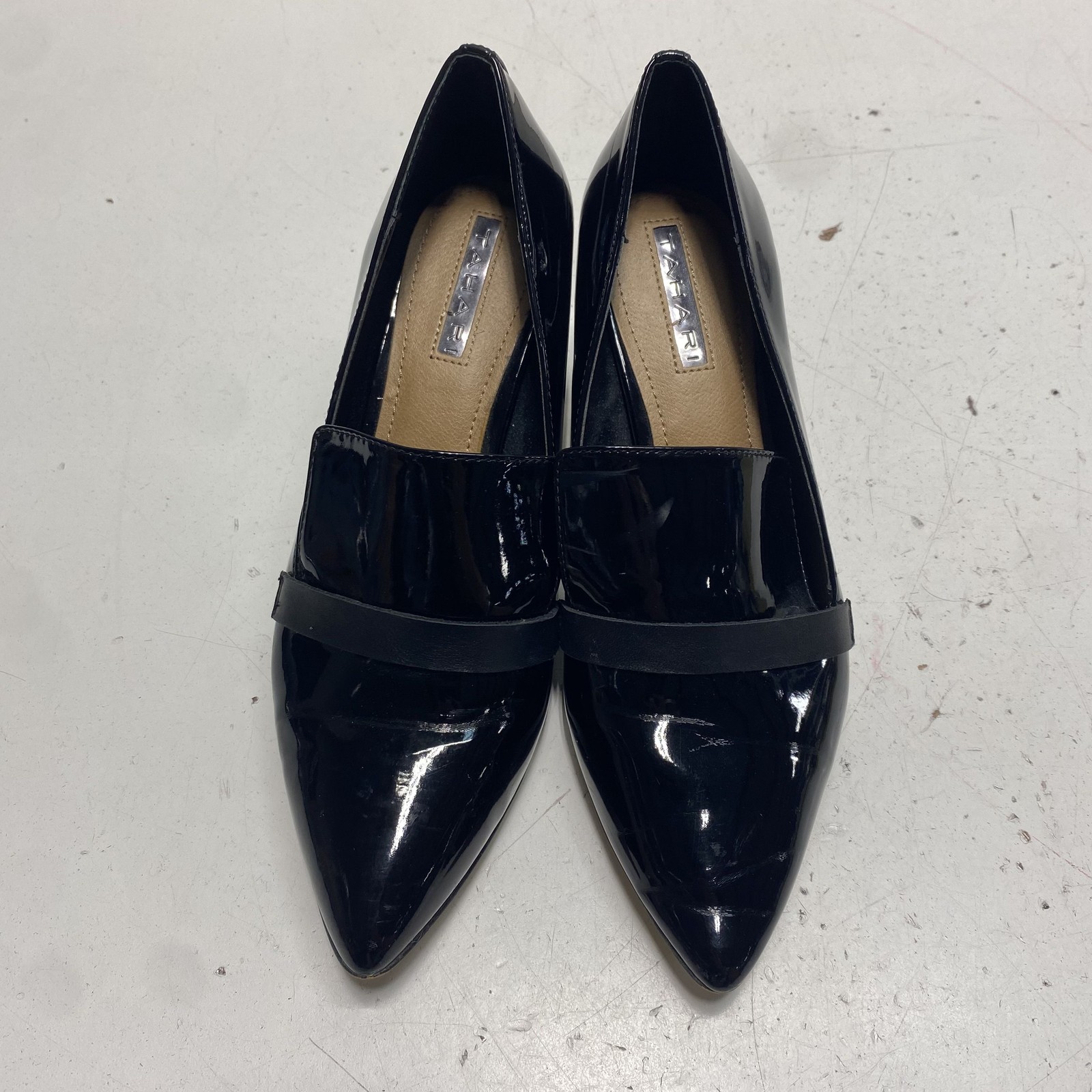 Tahari Tabitha Black Patent Leather Pointed Toe Block Heel Pumps Women’s Size 8M