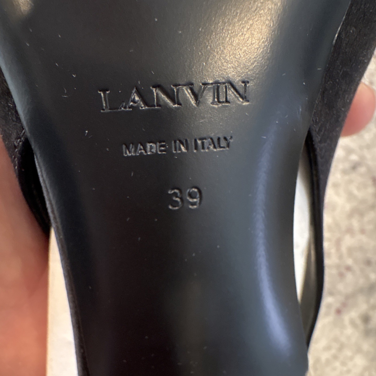 Lanvin Women’s Black/Silver Pointed Toe Slingback Heels Buckle EU 39