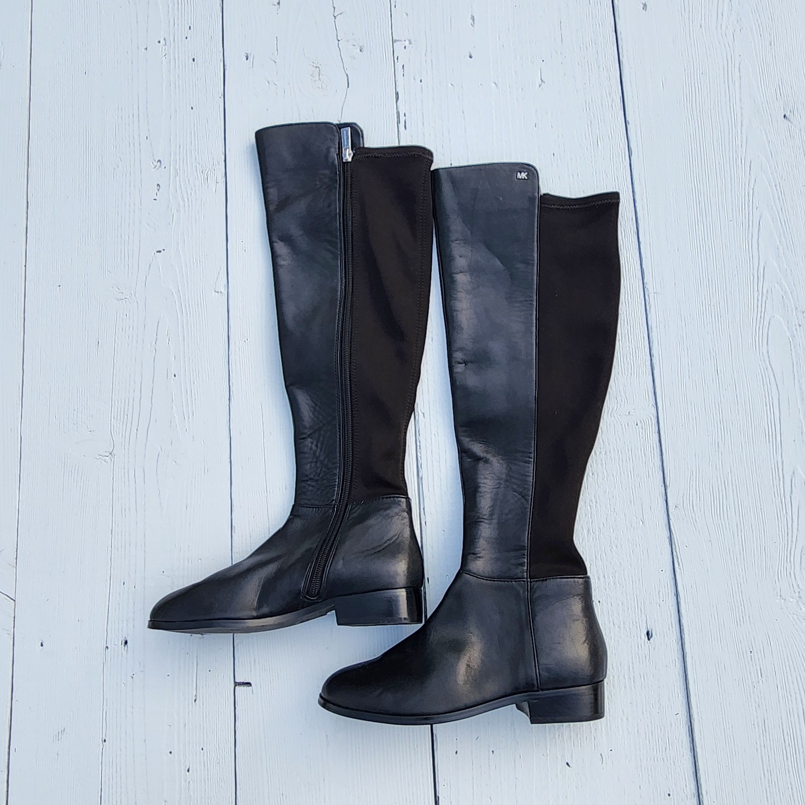 Michael Kors MK Bromley Black Leather Knee High Boots US 5 EU 35