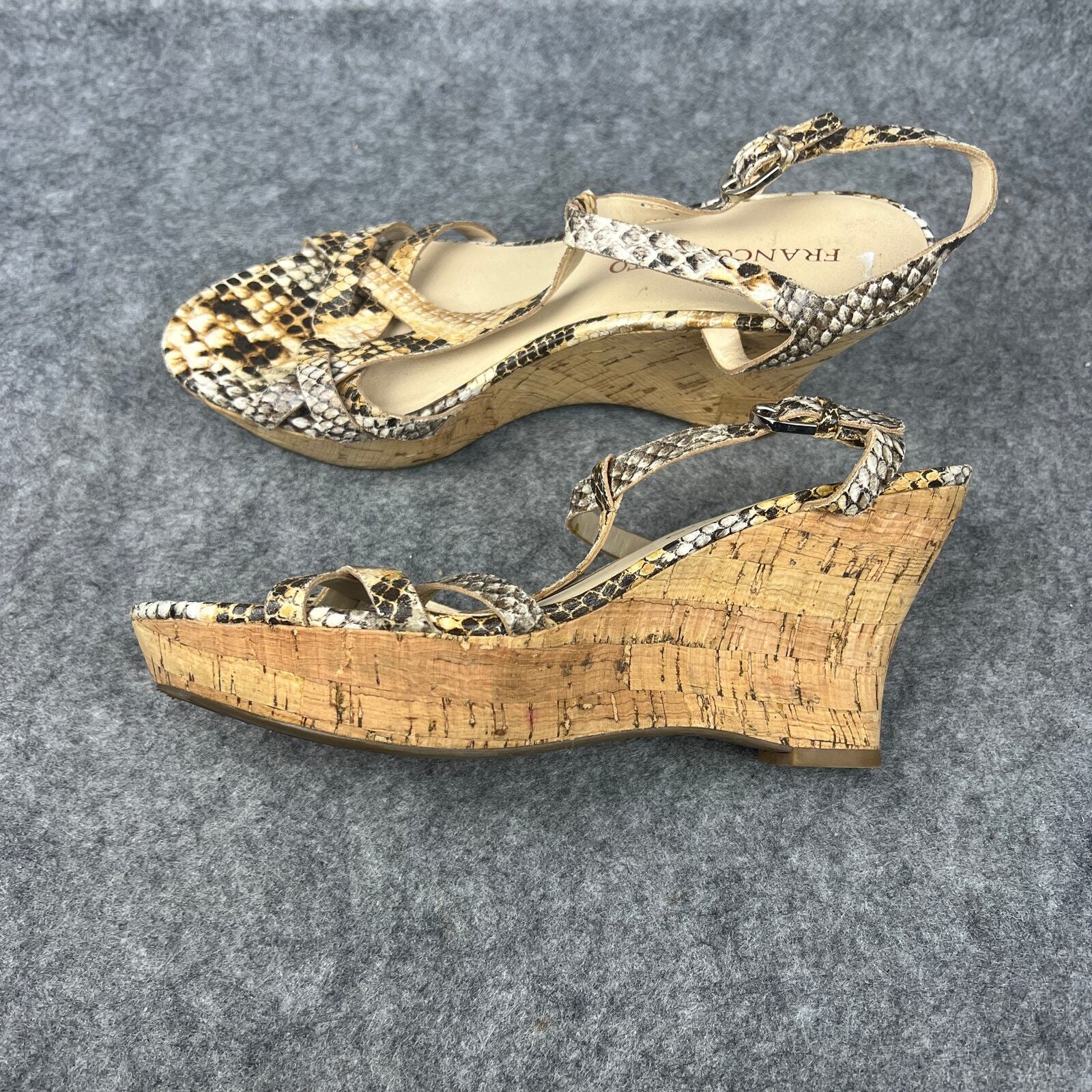 Franco Sarto Python Reptile Print Strappy Platform Heels wedge sandals size 8M