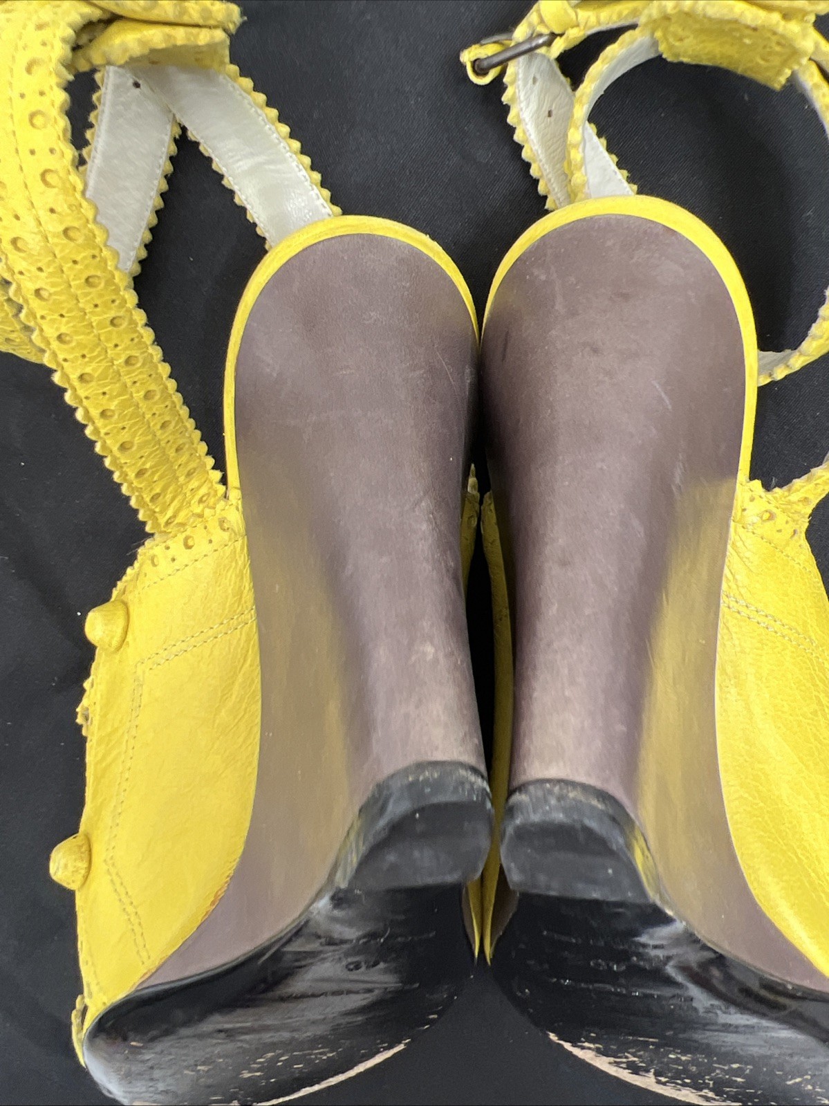 Balenciaga 40 Wedge Sandals Mules Gladiator Caged Pump Booties Yellow City Studs