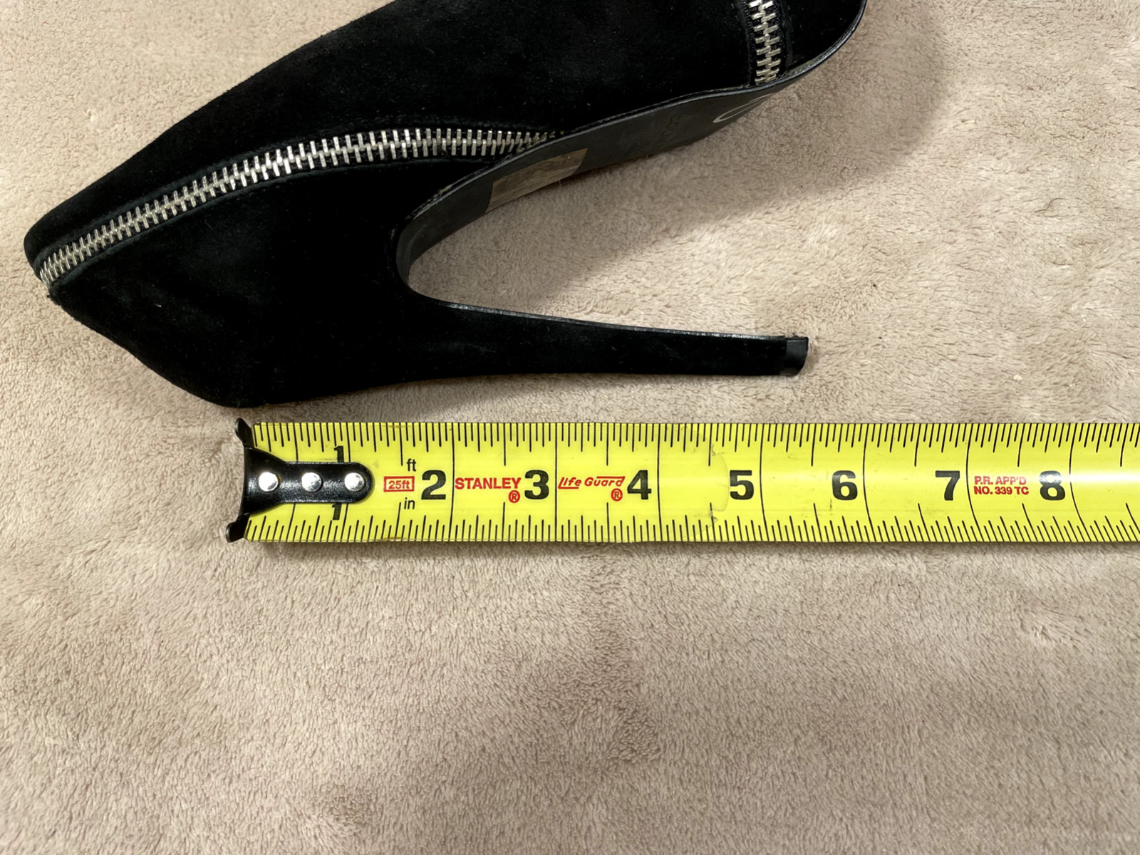 COLIN STUART STILETTOS, Black Suede Zipper Platform 5.5″ Heels Size 7.5 B
