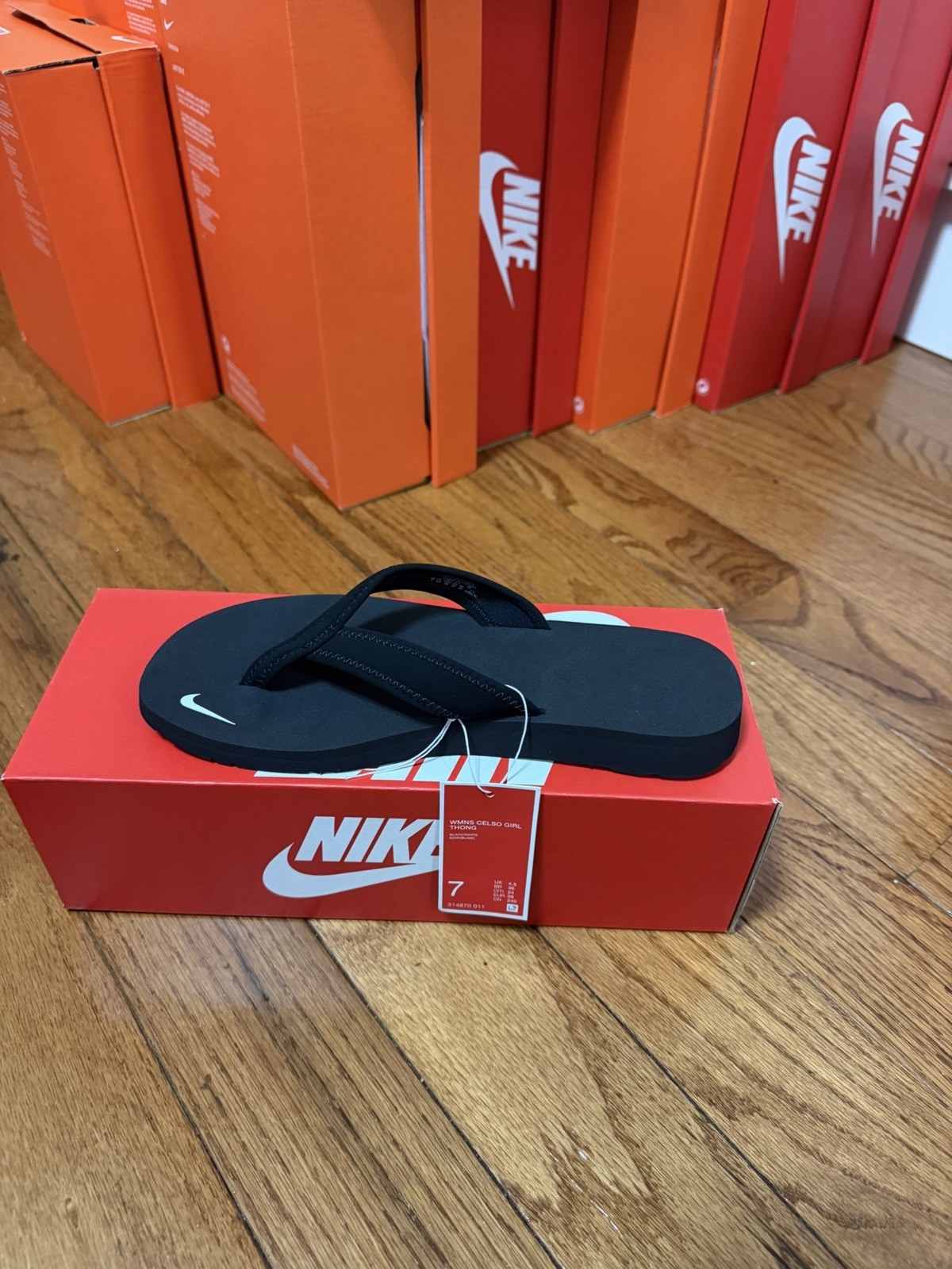 Nike Women’s Celso Girl Thong ‘Black’ Slides Flip-Flop Sandals 314870-011 Sz 12