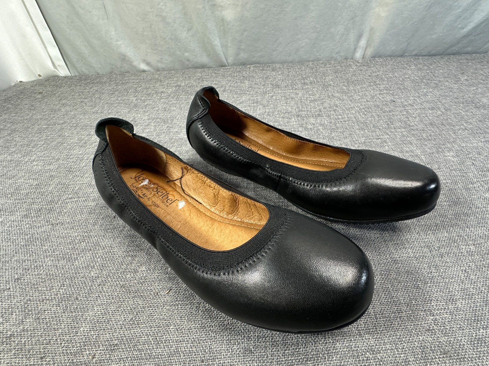 JOSEF SEIBEL Women’s Ballet Flat Double Air Black Leather Slip-On Shoes sz EU 36