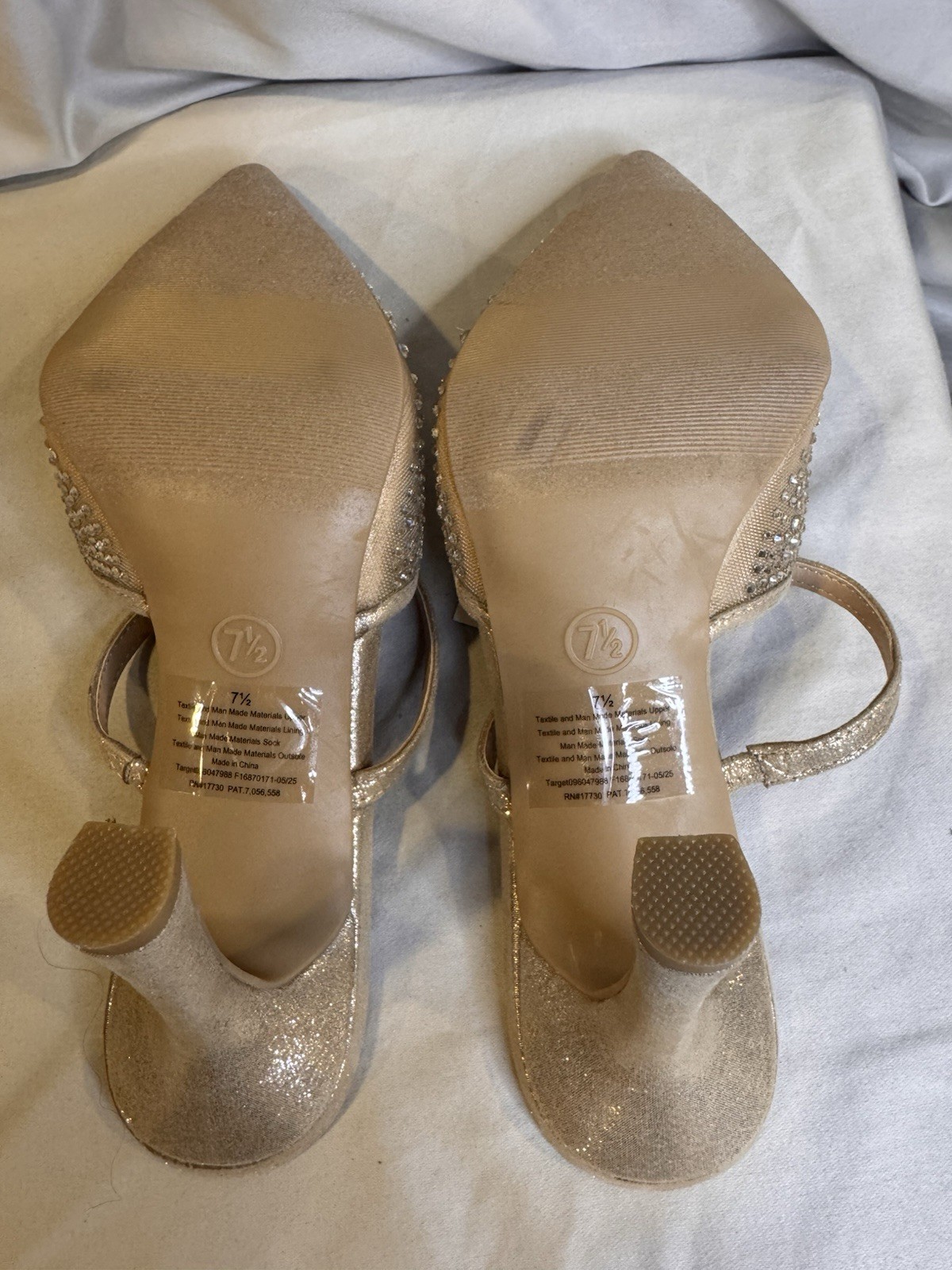 A New Day Women’s Sonia Heels with Memory Foam Insole Beige Rhinestone [A8]