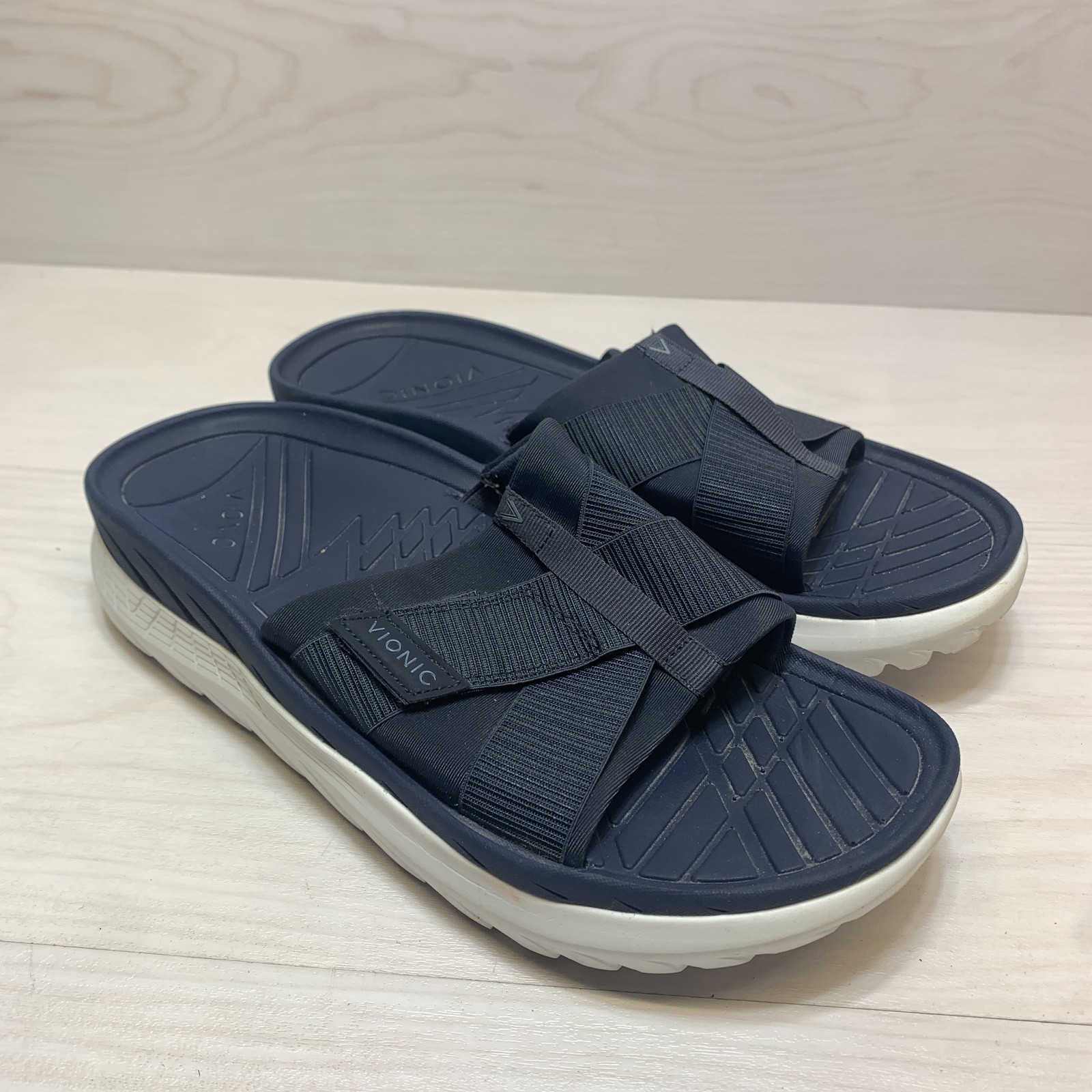 Vionic Rebound Recovery Sandals Unisex sz 9.5M/11W Blue Adjustable Straps Slides