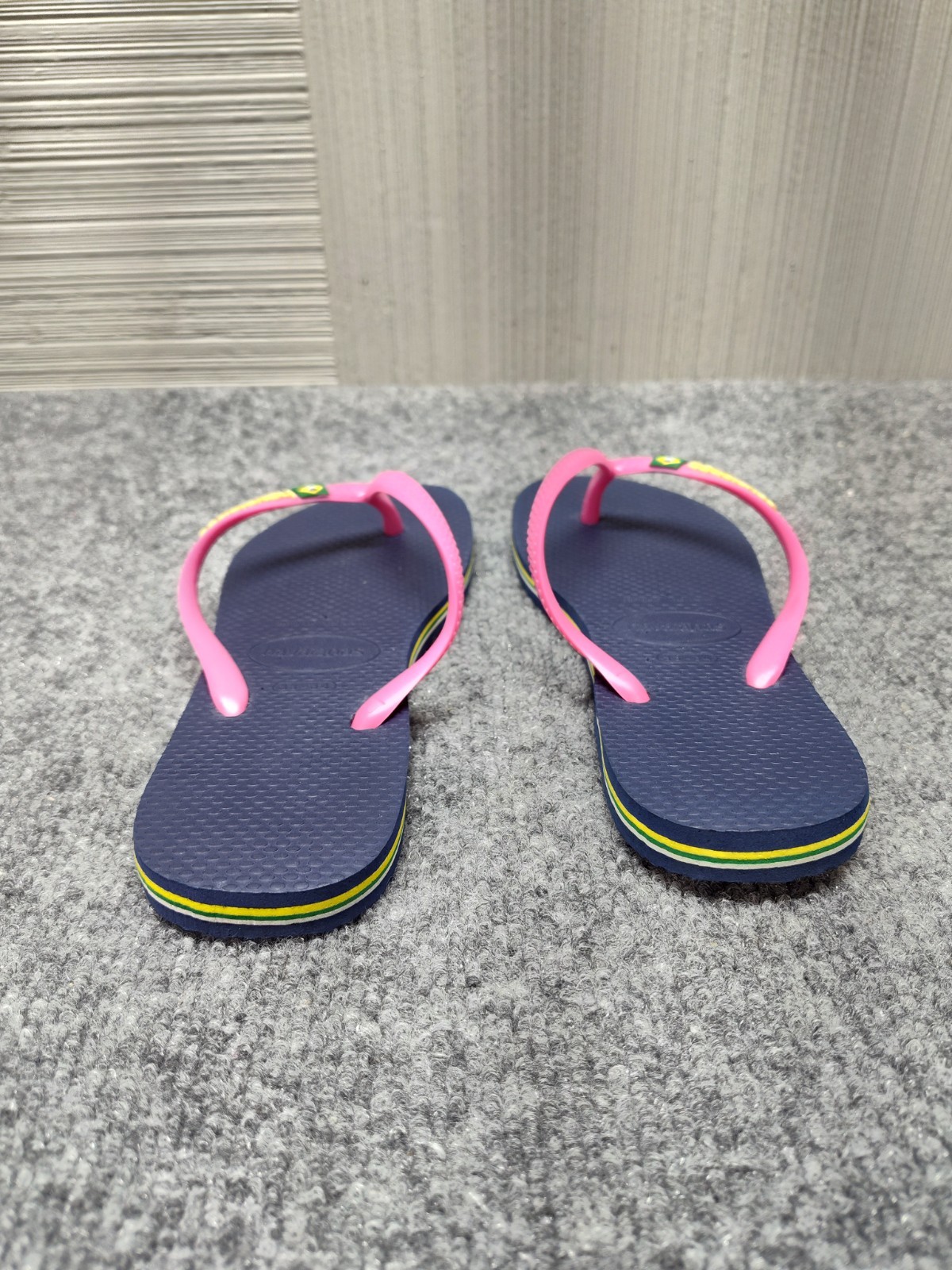Havaianas Women Sandal 3/4Y Navy Blue Pink Thong Flip Flop Open Toe Outdoor
