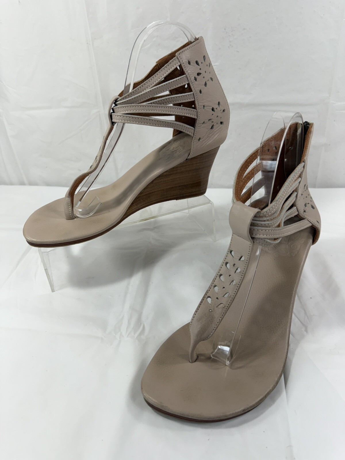 bali ELF Leather Bora Bora Rear Zip Handmade Wedge Sandal Size 8 thong