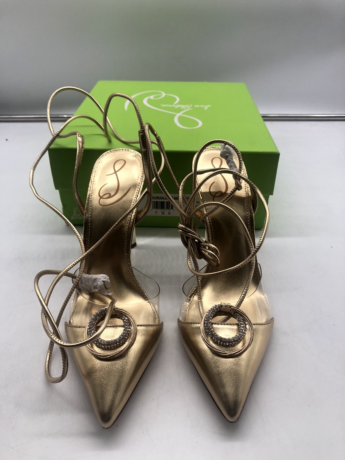 Sam Edelman Women’s Adrian Leather Metallic Slingback Heels Shoes Size 7.5 M New