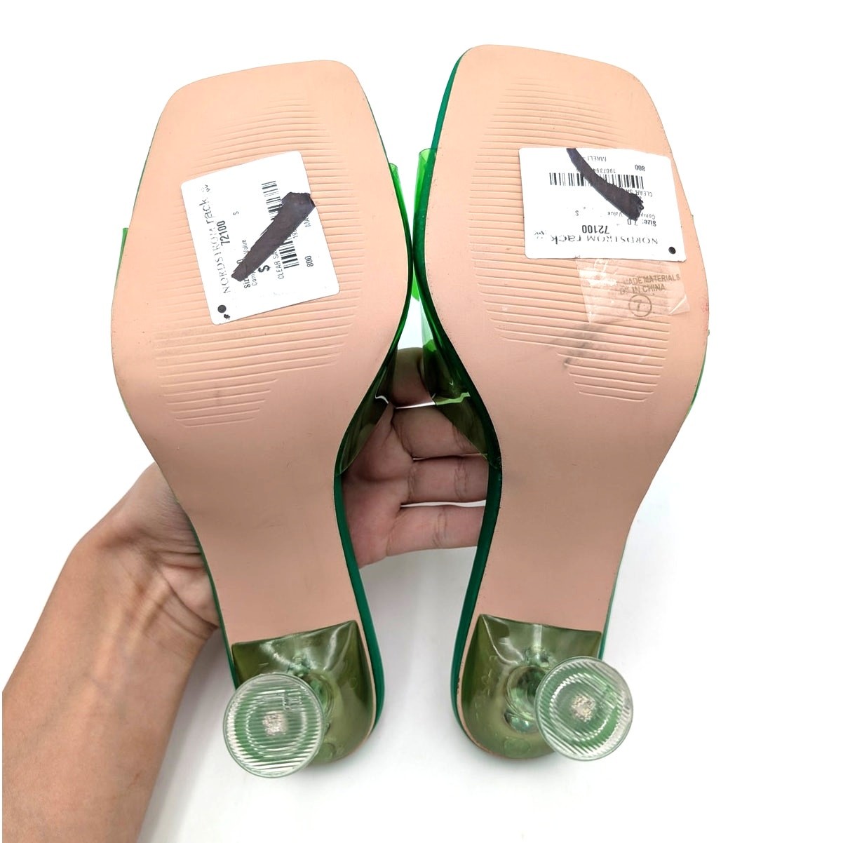Chase + Chloe Slip-On Floral Heel Mule Women’s Green Clear Size US7 EU37.5
