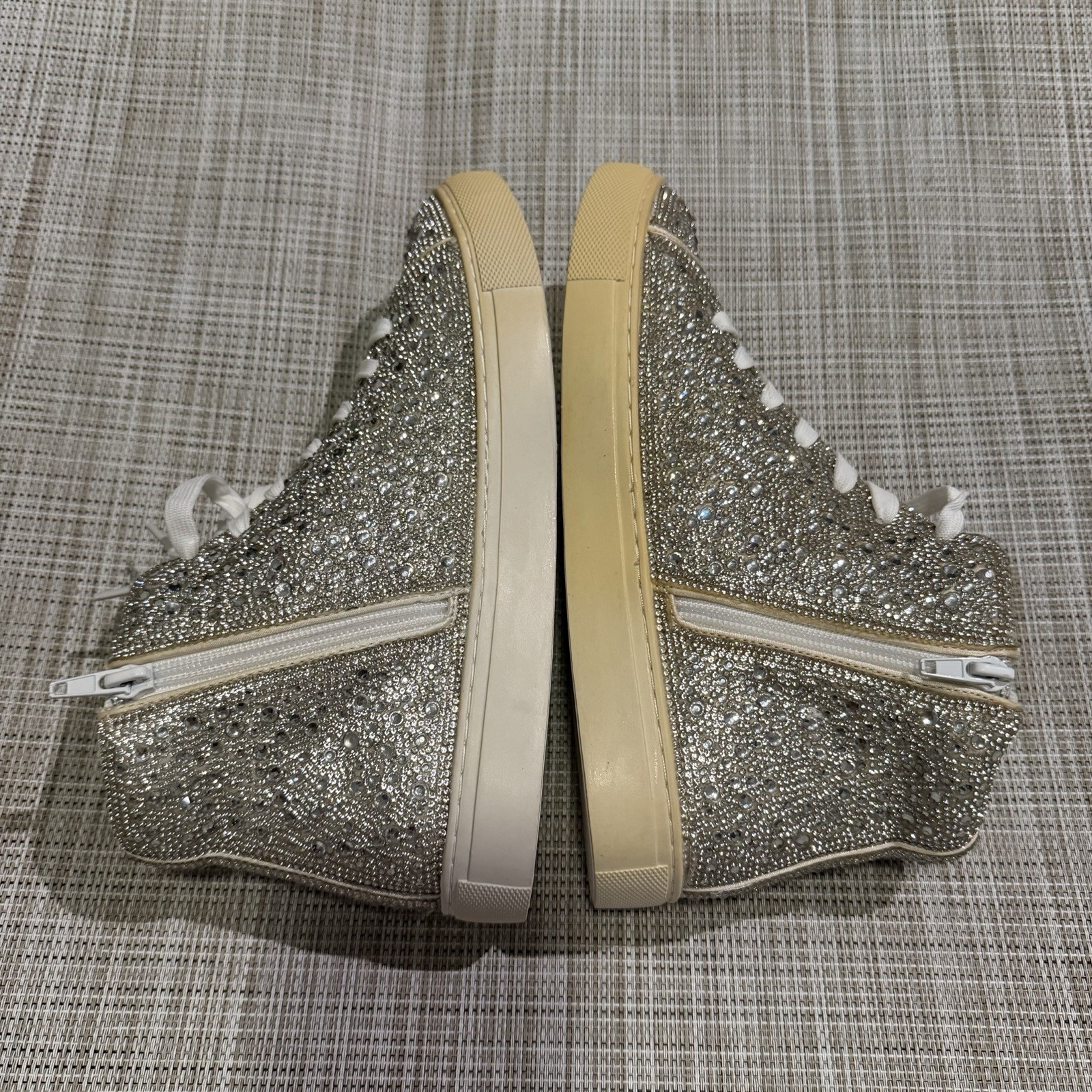 Hey Girl Corky Bedazzle Clear Rhinestone Sneaker US 8 Lace Up Flashy Bling Shoes