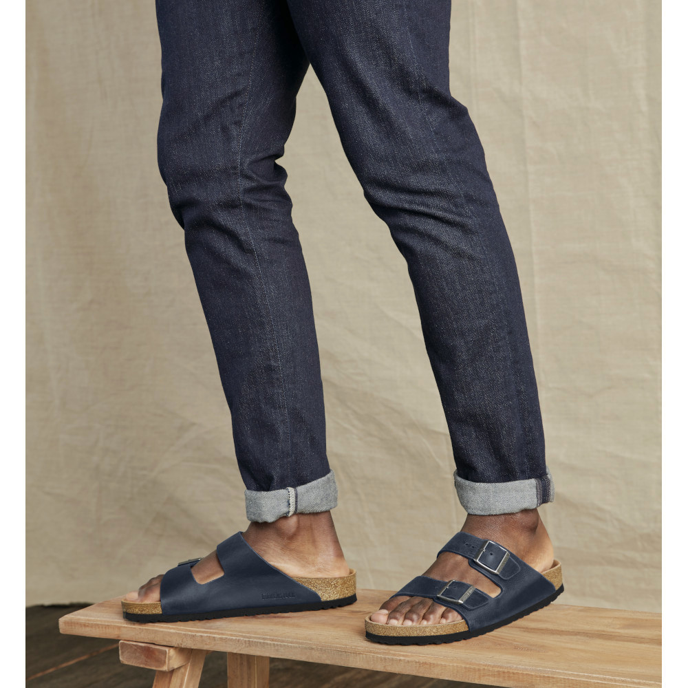 NWB Birkenstock Arizona Oiled Leather Blue Sandals Soft Footbed Shoes US 6-12