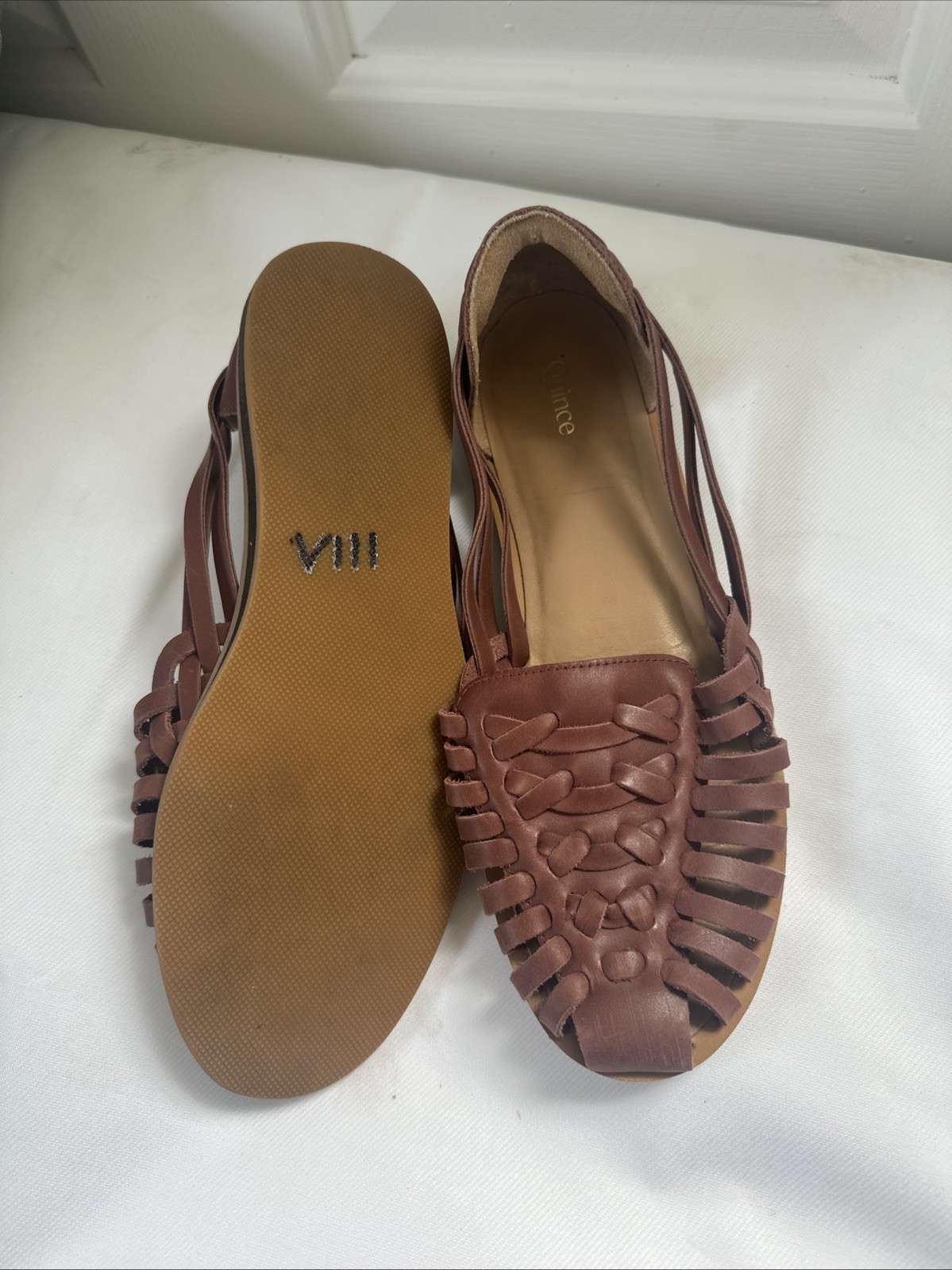 Quince Women’s 100% Leather Huarache Flat, Brown 6.5