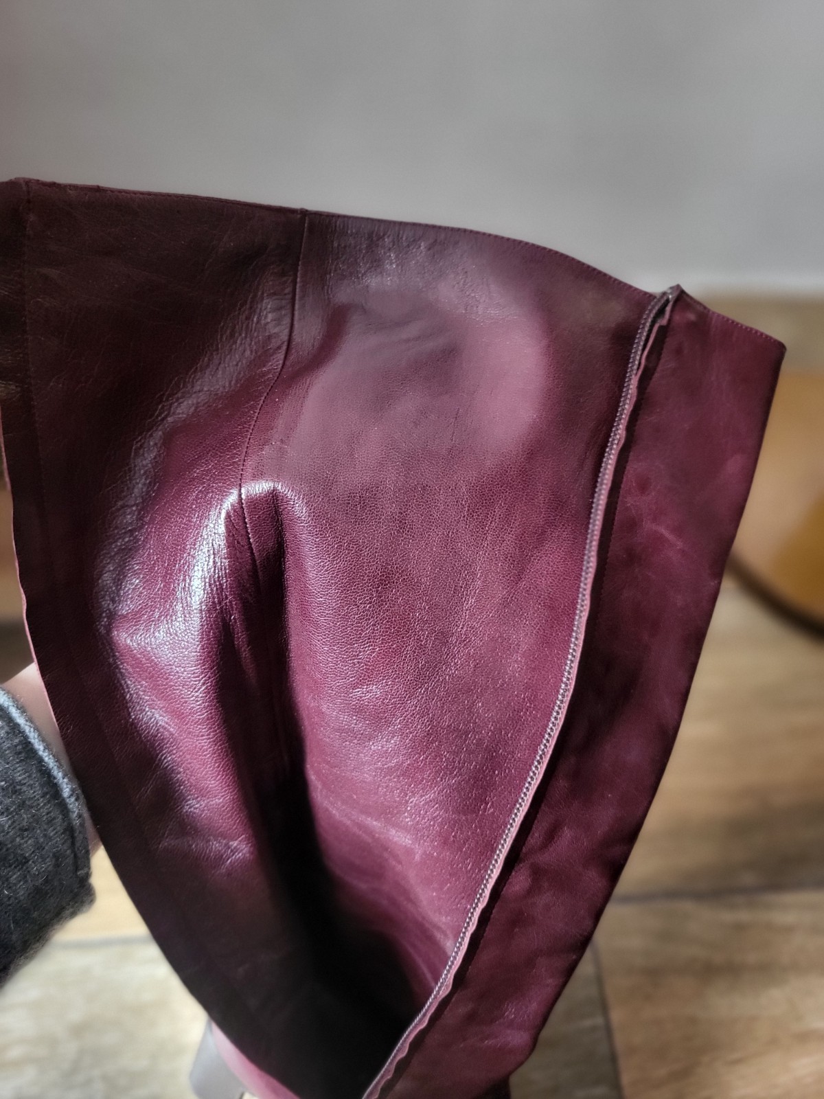 Ledies Boots Knee High Genuine Leather Shoes UK5.5 US7.5 EU38.5 Burgundy Italy