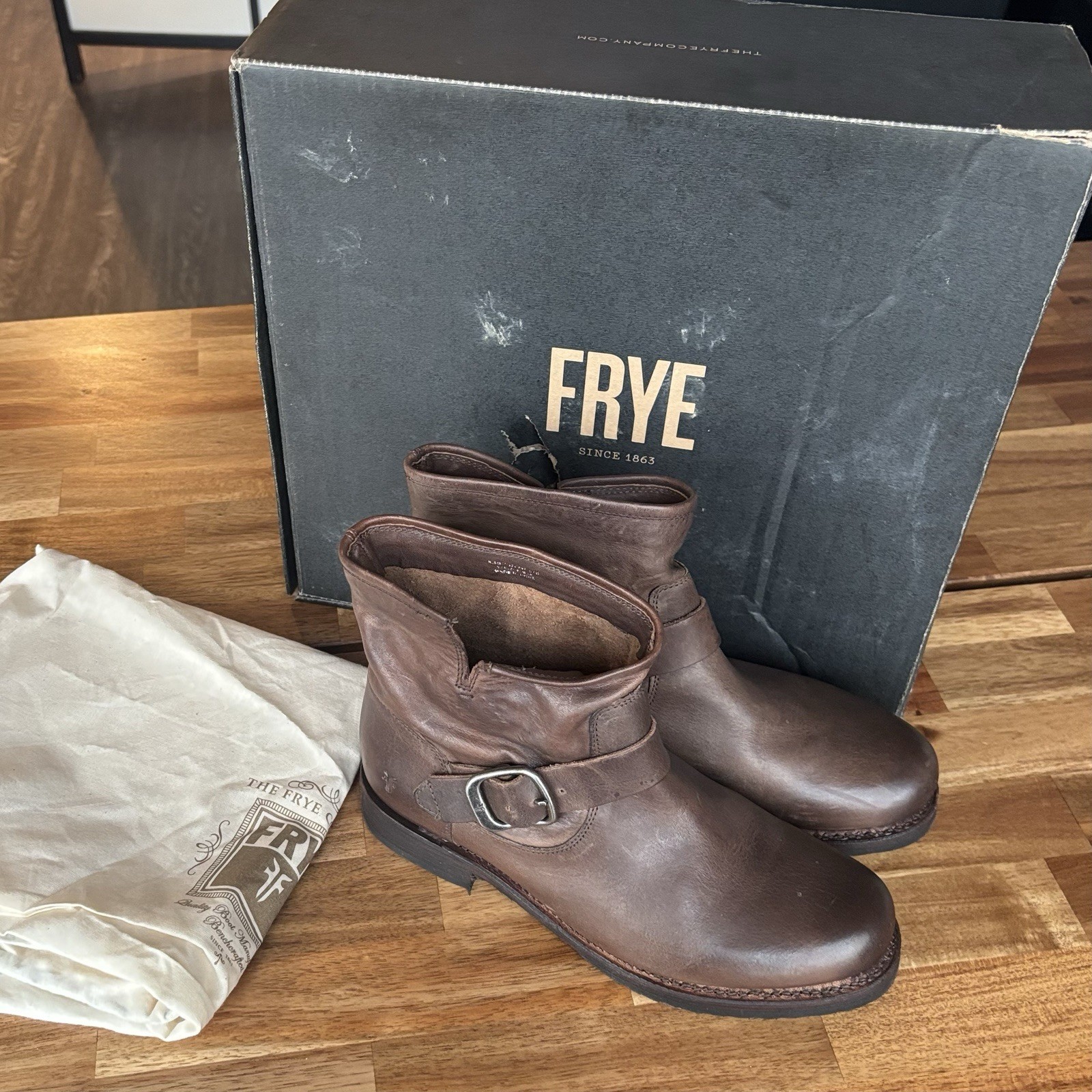 Frye Veronica Boots Leather Moto Women’s Booties Size 8.5 Buckle Boho Grunge