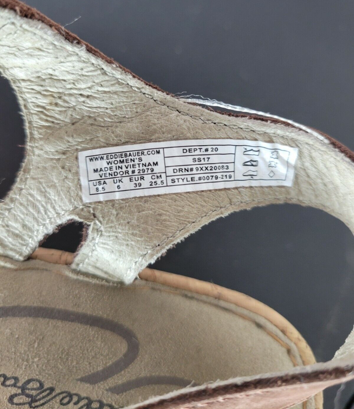 Eddie Bauer Women’s Size 8.5 Leather Cork Wedges Open Toe Sandals Ankle Buckle