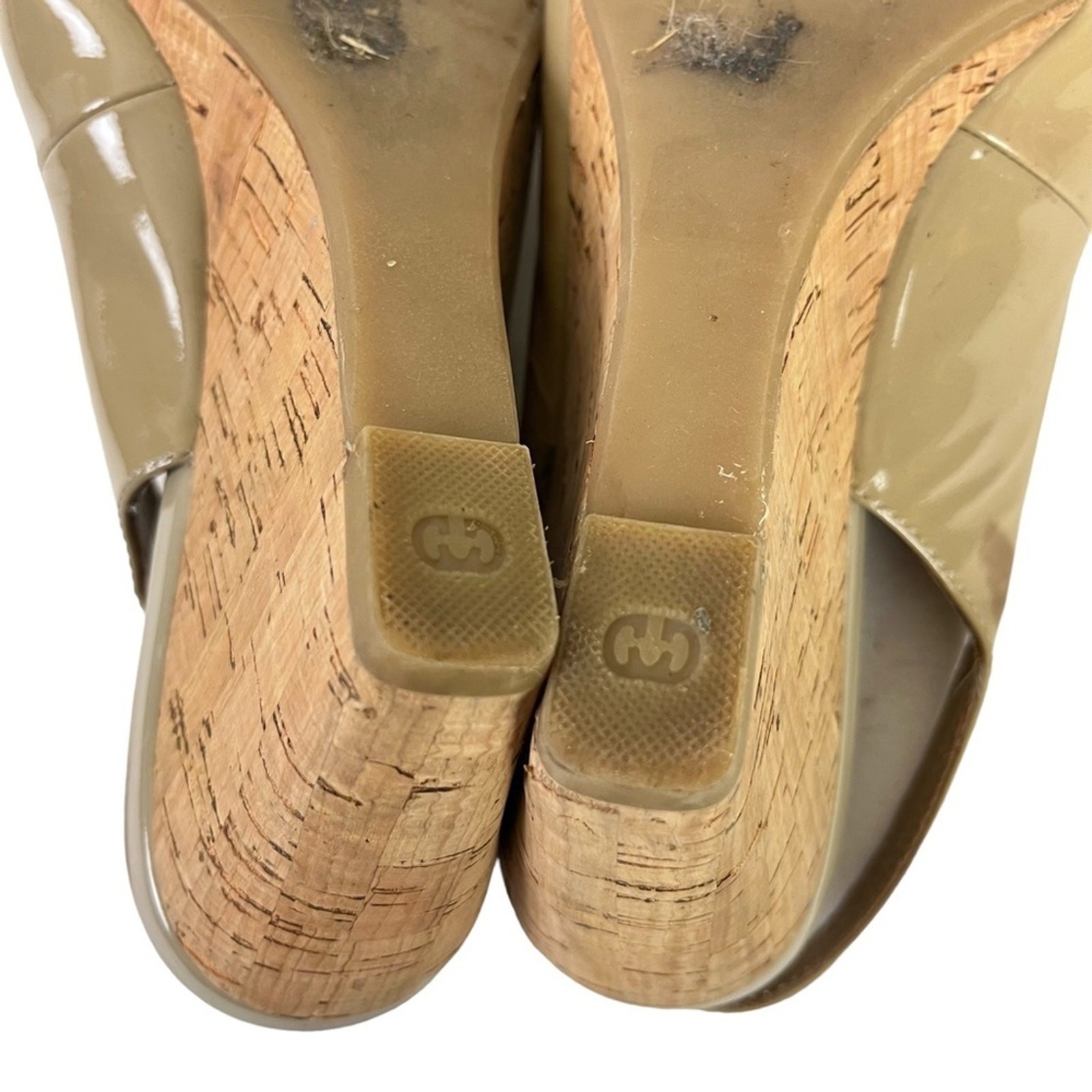 GERRY WEBER Genuine Leather Open Peep Toe Slingback Cork Wedge Shoes Sandals 38