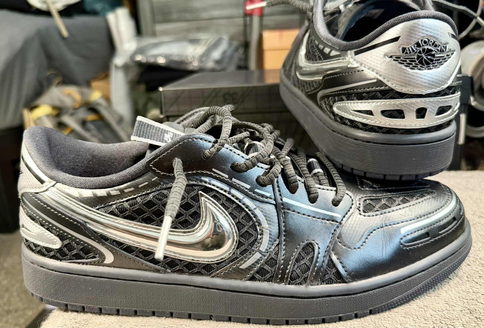 Nike Air Jordan 1 ‘Method of Make’ Black/Silver HQ2186-001- Women 13.5/Men 12