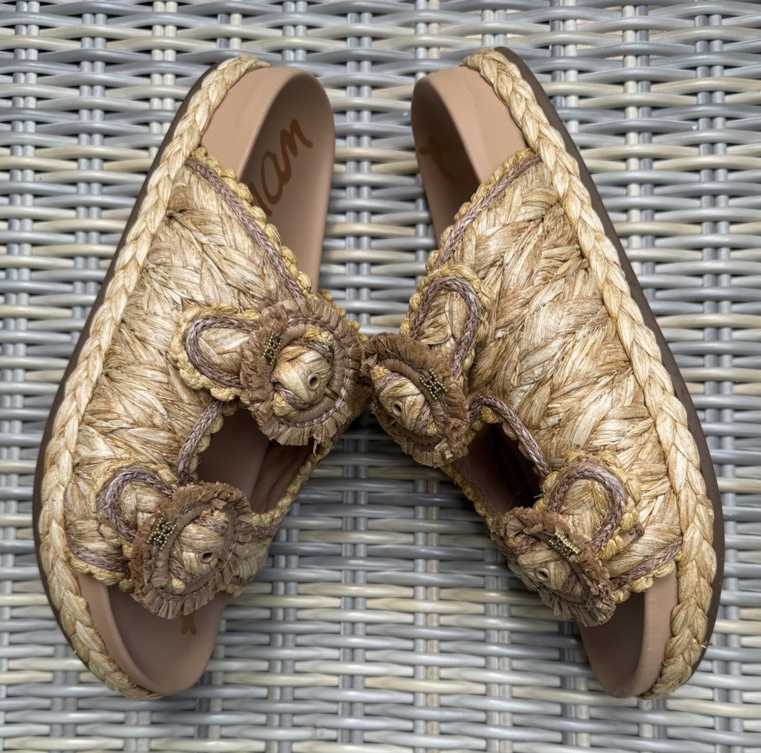 Sam Edelman Women’s Reina Slides Sandals Raffia – US SIZE 10.5 M Beach