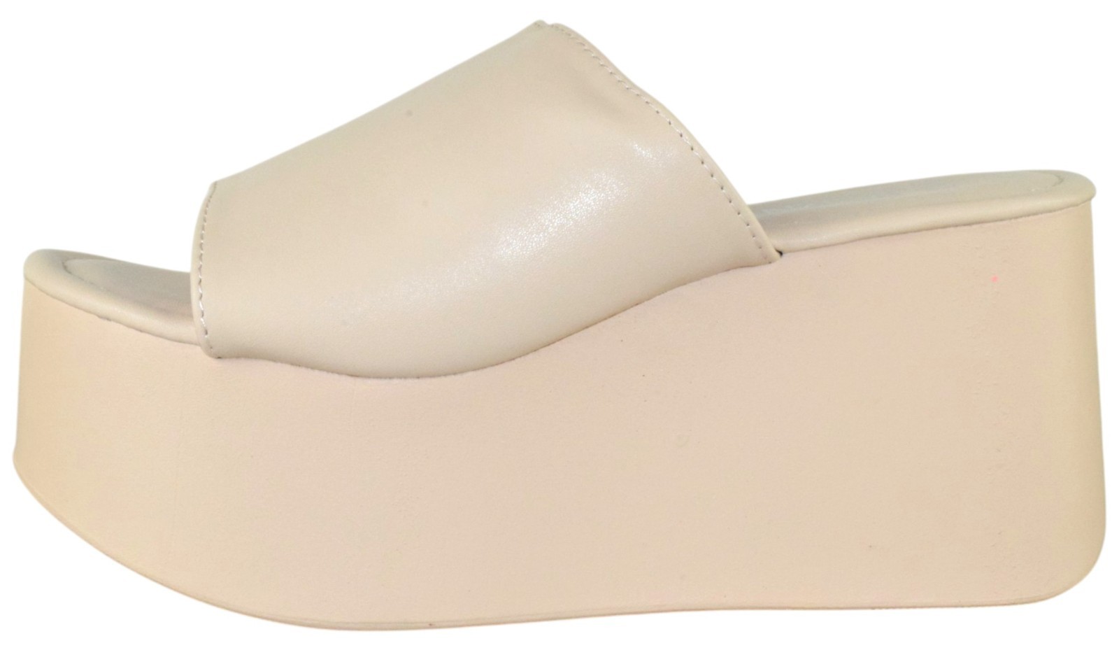 Berness Women Platform Wedge Slide Sandals SlipOn Flatform Mule FLORA Beige Nude