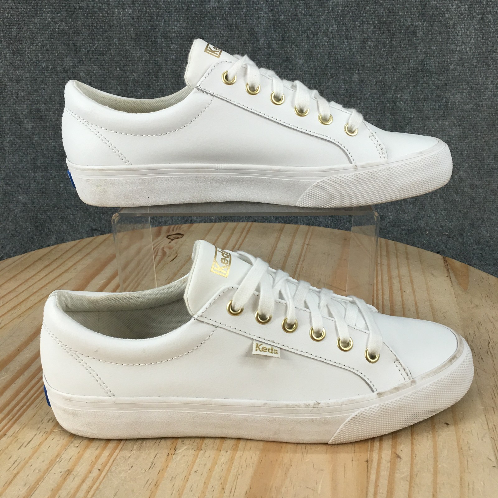 Keds Jump Kick Shoes Womens 9.5 Sporty Low Top Sneakers WH63681 White Leather
