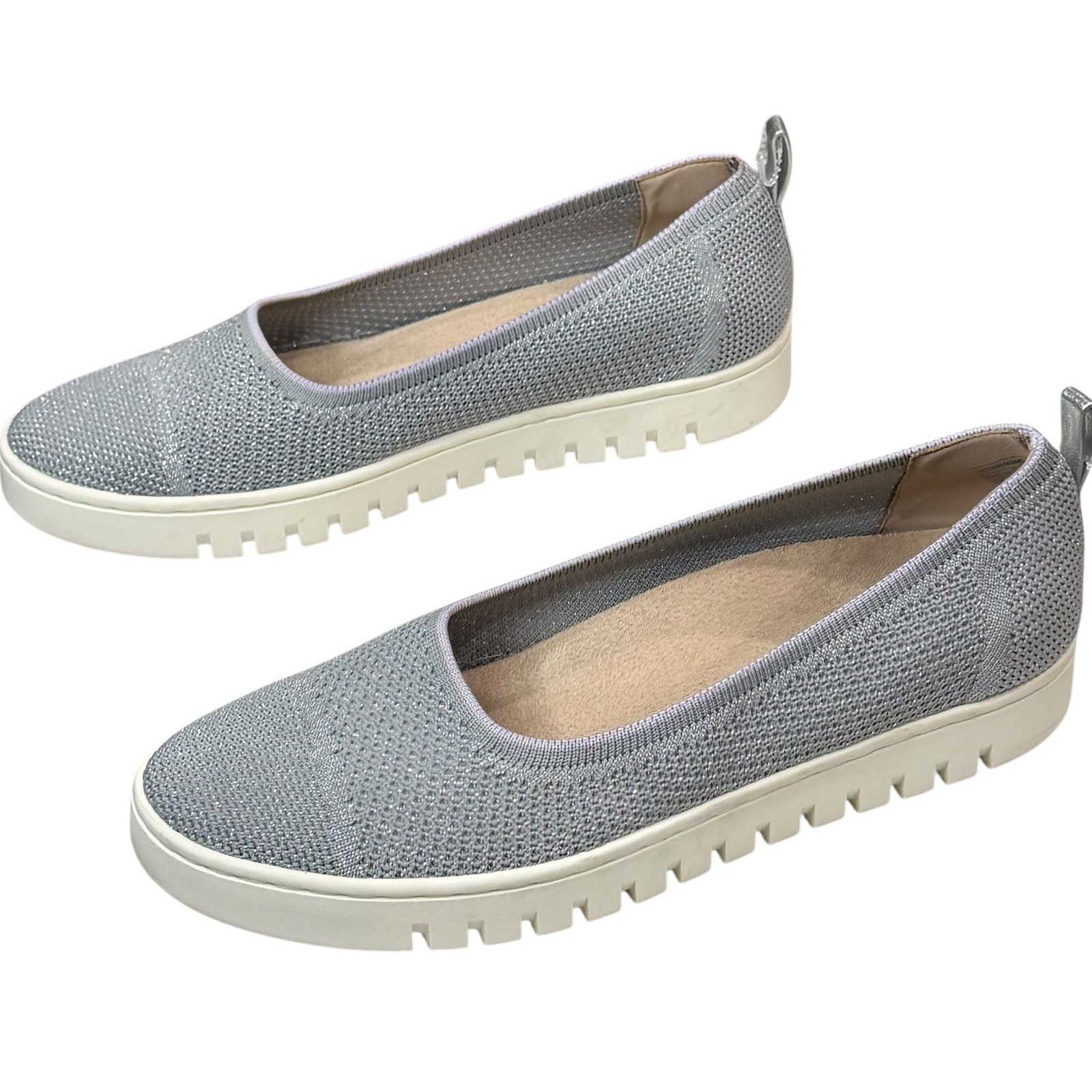 Vionic Uptown Skimmer Knit Shoes Womens 8.5 Gray Breathable Casual Comfort Flats