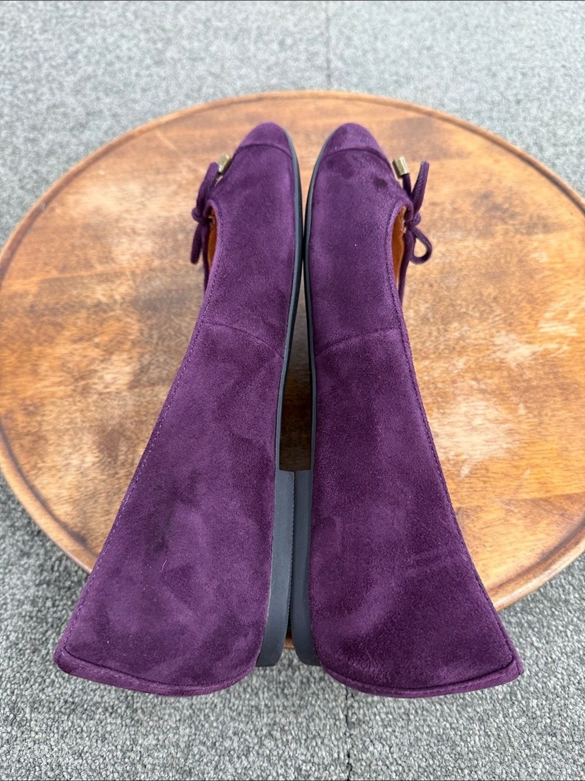 Vionic Shoes Wm 9 Klara Plum Purple Suede Ballet Flats Bow Tie Pretty Classic