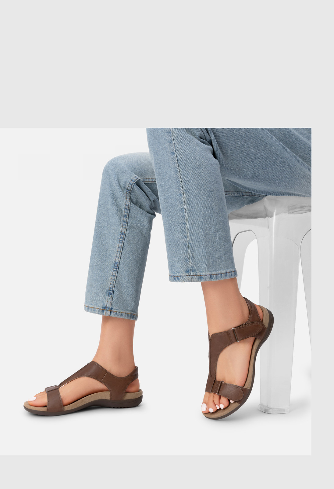 Women’s Sandals Arch Support T-Strap Orthopedic Flat Summer Shoes NEW