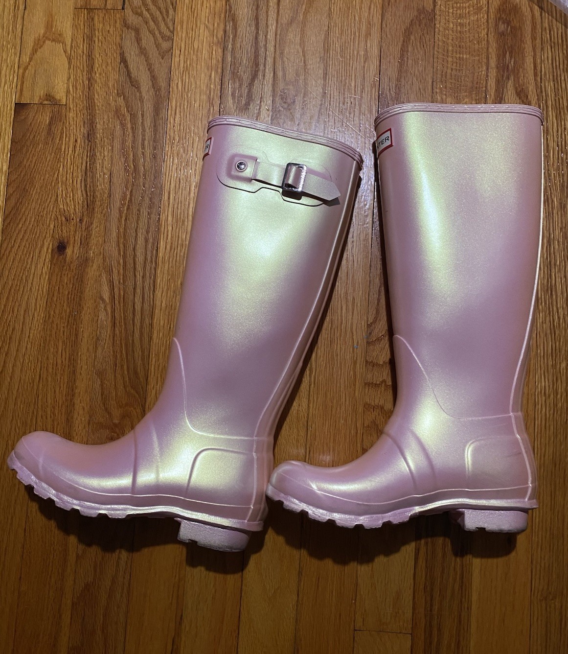 Hunter Women’s Tall Rain Boots Size 6 Glossy Shiny Pink