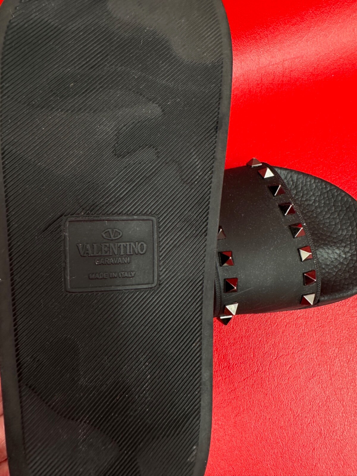 Valentino Garavani Summer Rockstud Black Slide Sandals Size EU 38 US 7 to 7 1/2