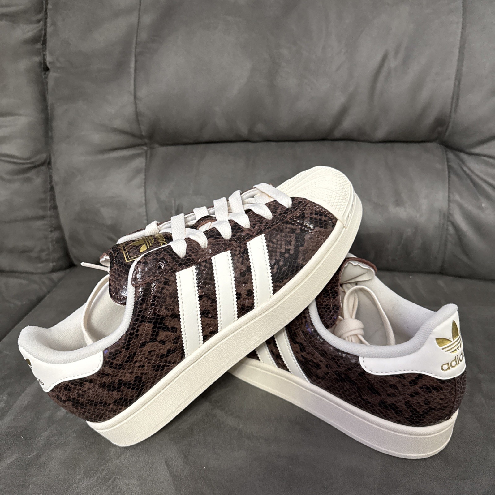 New Adidas Superstar II Lifestyle Shoes Brown/Cream White/Alumina Women’s 8.5