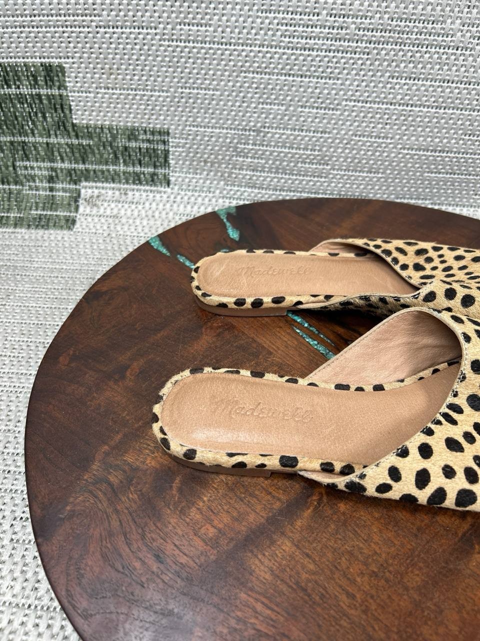 Madewell Flats Womens Size 7 The Remi Mule Truffle Multi Leopard Comfort Slip On