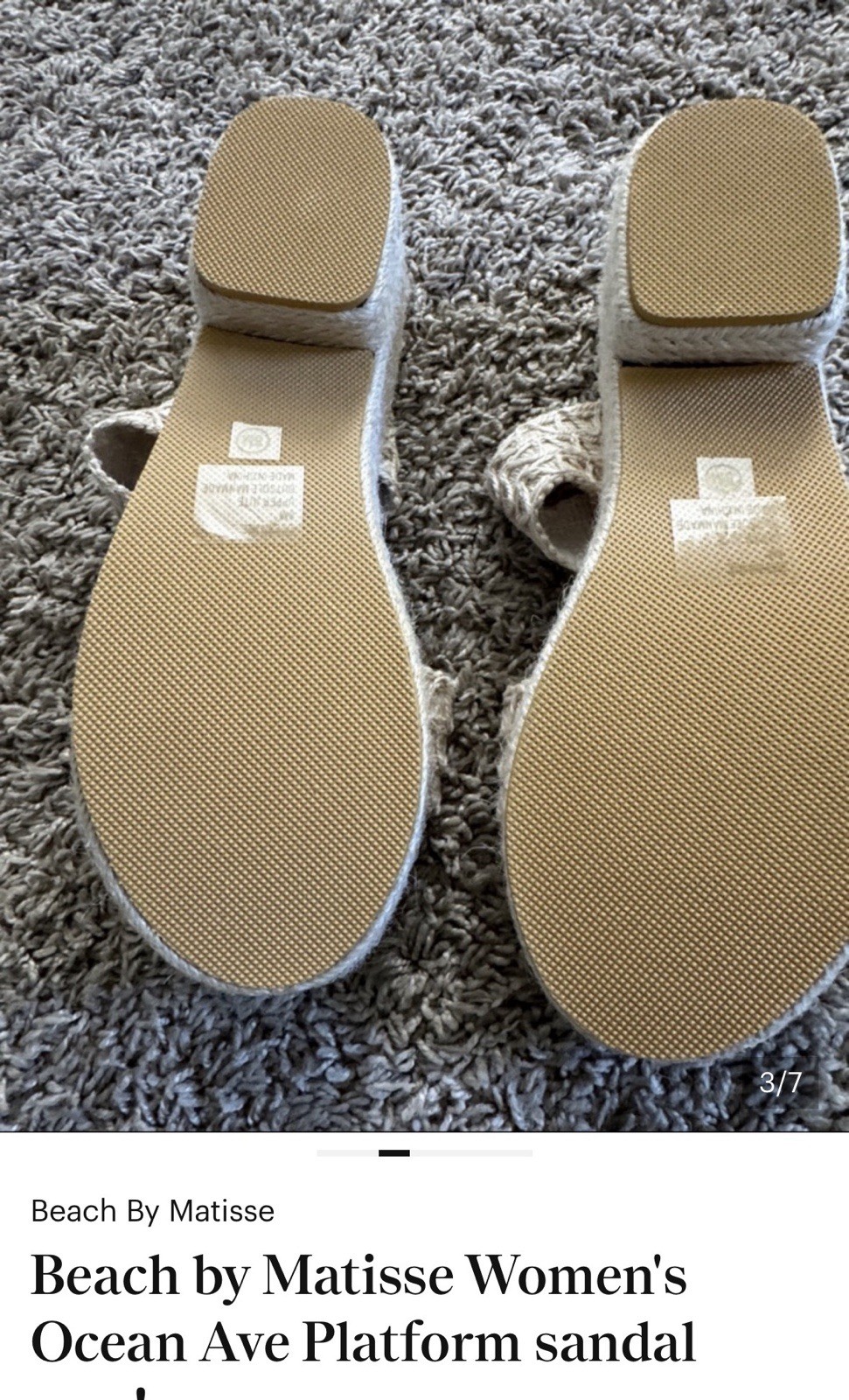 Beach By Matisse Women’s Platform Sandal Crochet Beige US 8 Slip On
