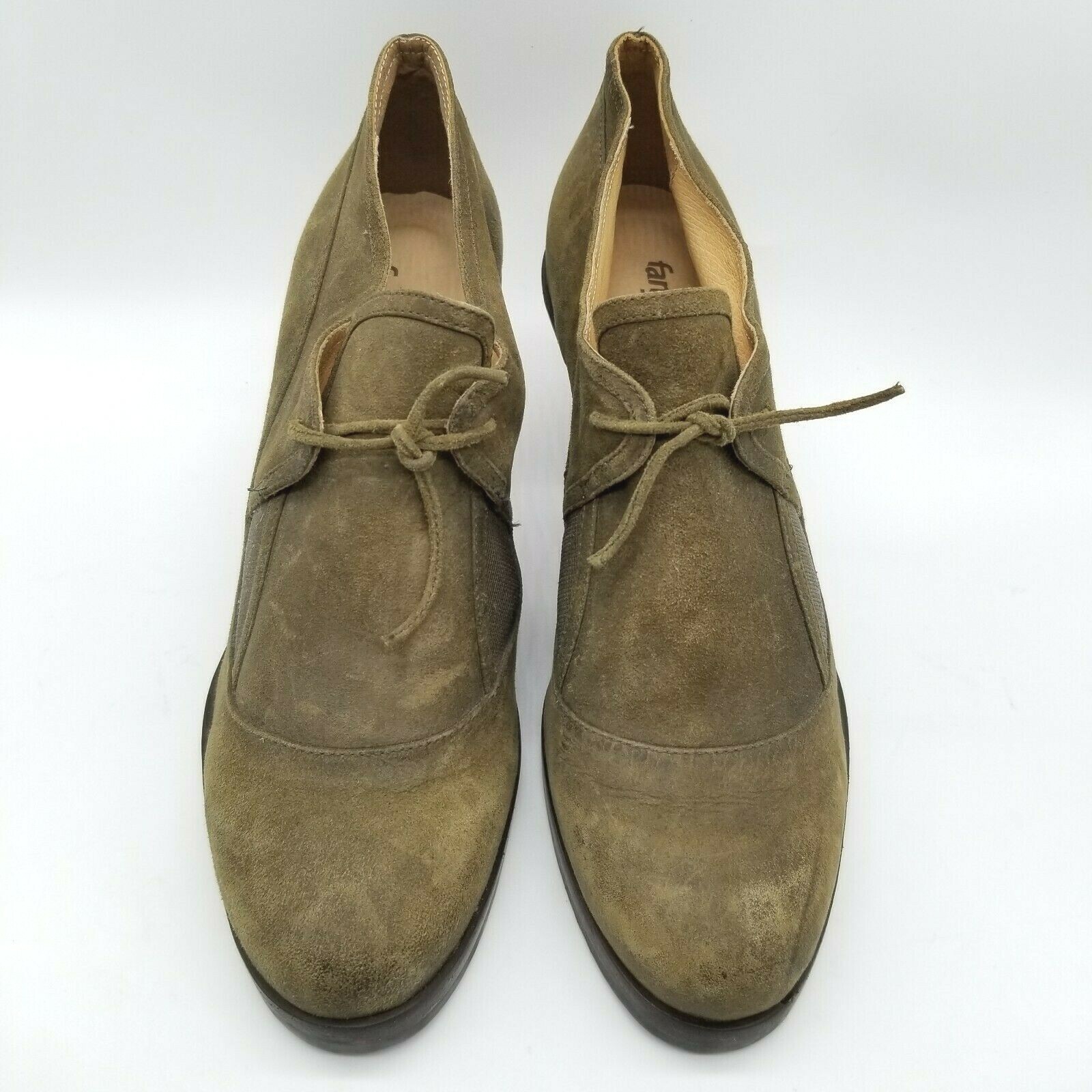 Farylrobin Womens Olive Leather Lace Up Heel Ankle Booties Sz 8