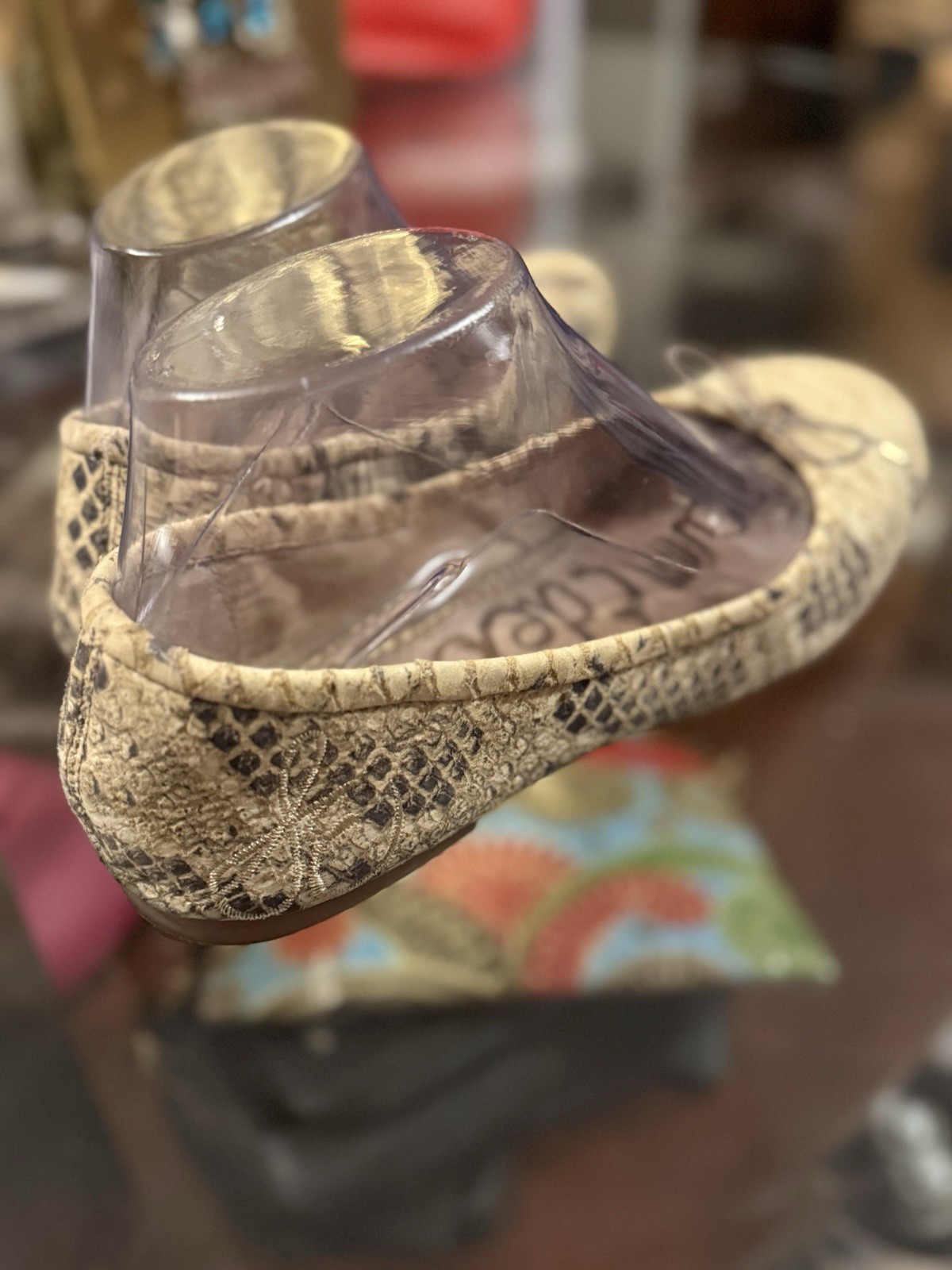 Sam Edelman Felicia Embossed Python Print Ballet Flats women’s SZ 7M Cream
