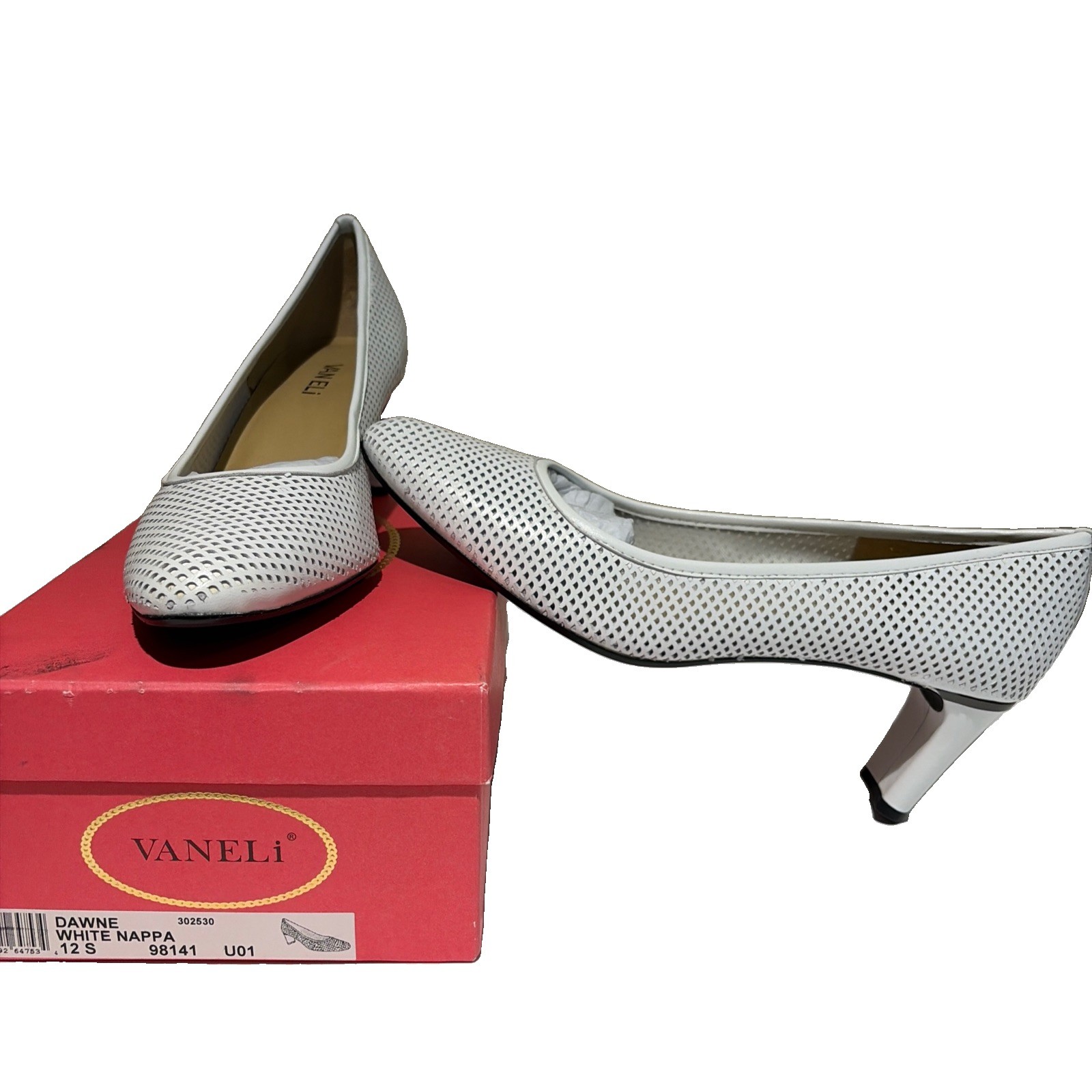 Vaneli Perforated Slip-On Pumps Womens 12 Slim Dawne White Leather Classic NIB