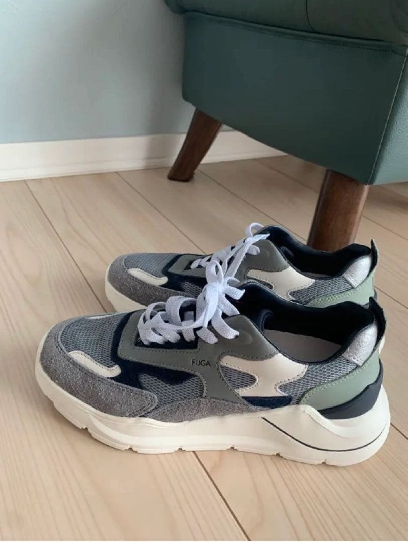 D.A.T.E. FUGA Sneakers Gray 22.5cm Layered Design Women’s Shoes