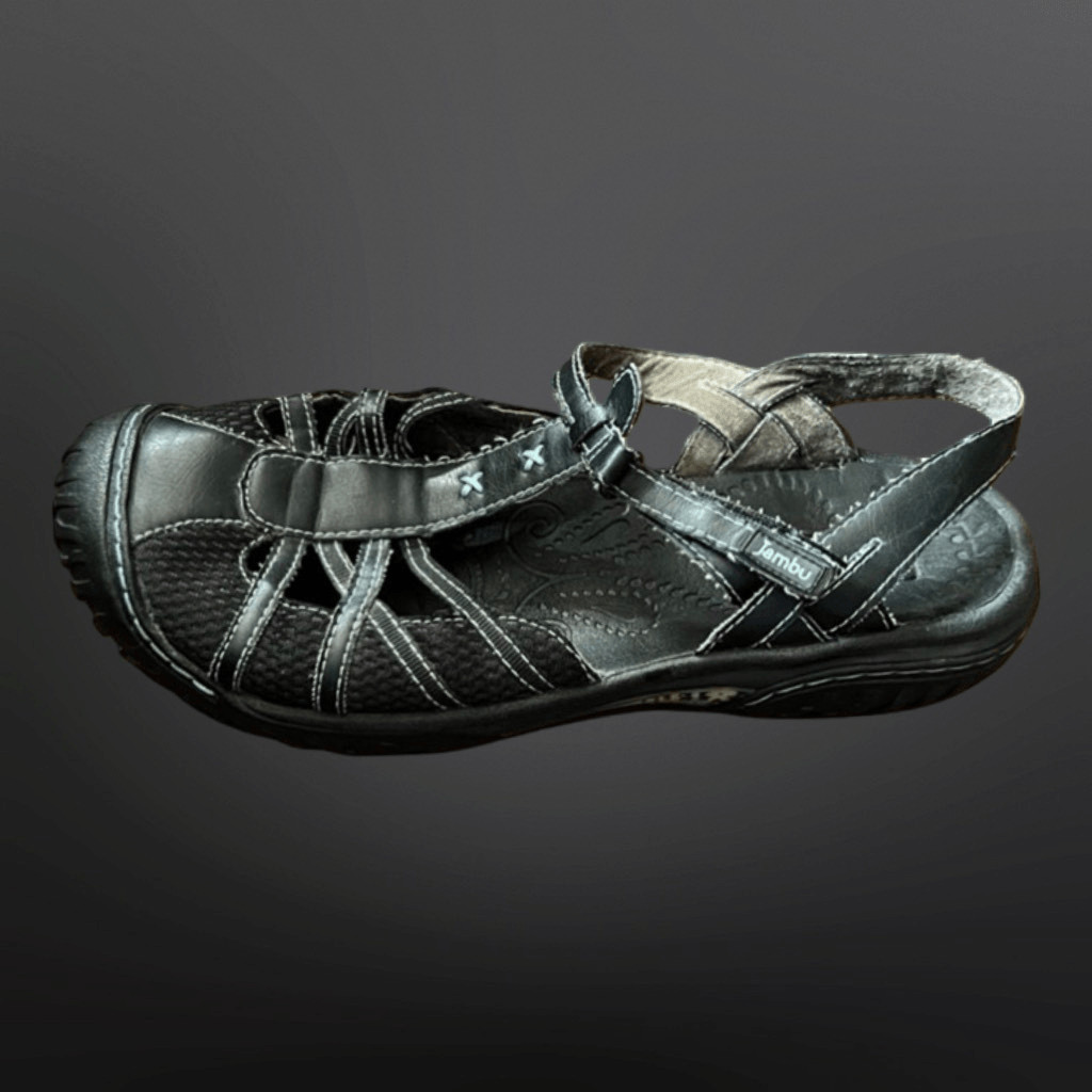 Jambu Cherry Sandals Leather Eco-Friendly Comfort Black Hiking Walking 8.5