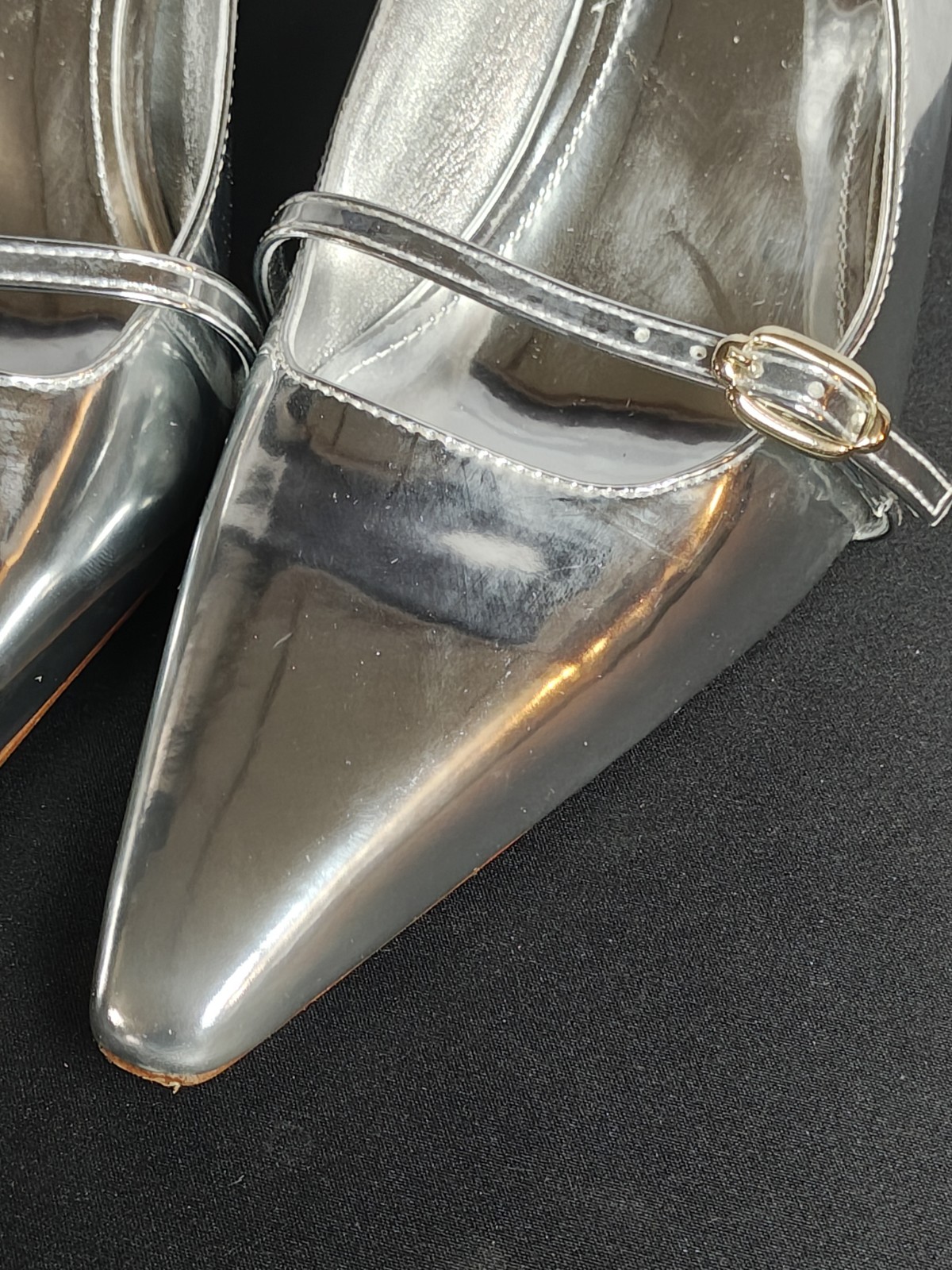 LARROUDE Women’s 9 Ines Pump In Silver Specchio New $350 Mirror Synthetic