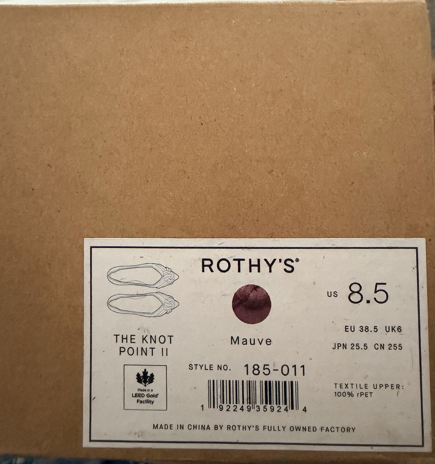Rothy’s The Knot Point II Mauve Knit Pointed Toe Slip-On Flats Women’s 8.5