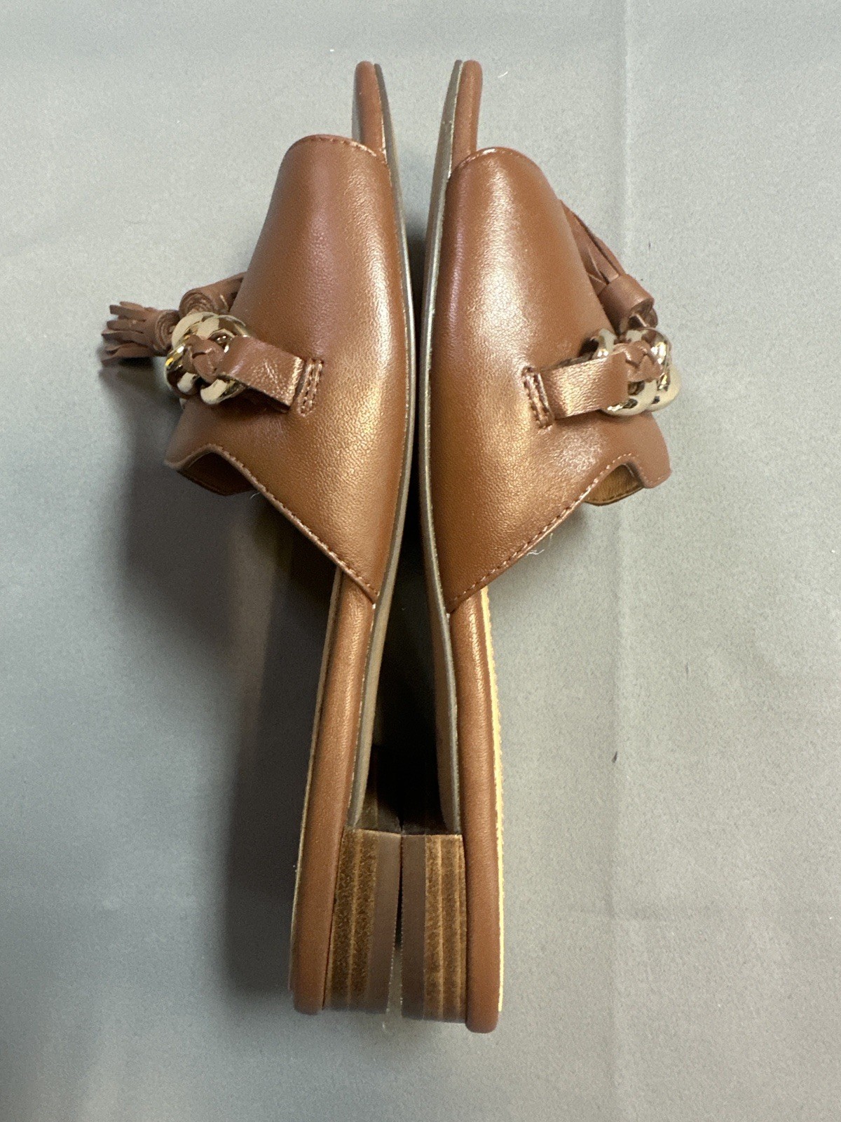 New Johnston & Murphy LILLY Chain Slide Sandals In Cognac Glove – Women’s 6.5M