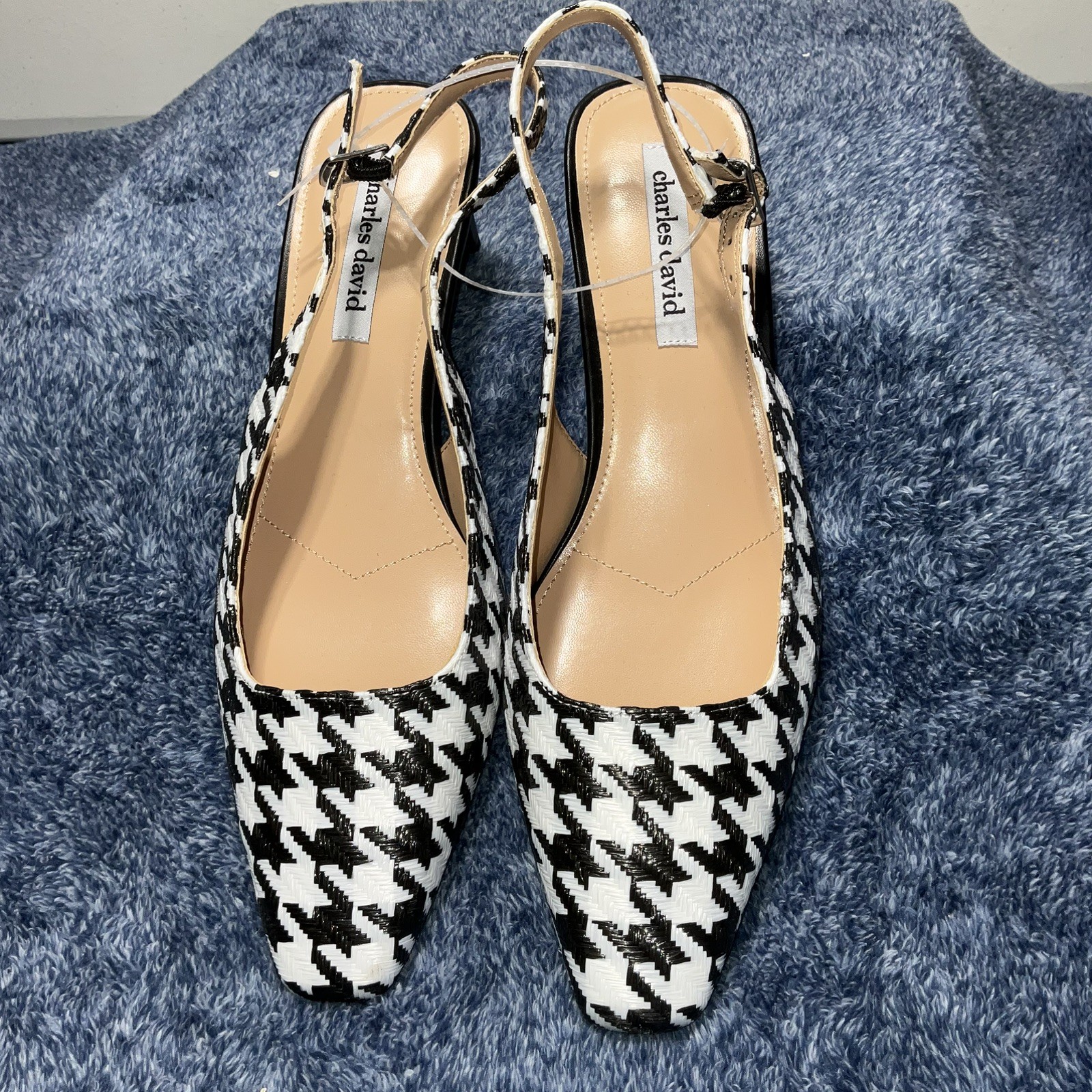 Charles David women’s Houndtooth Print Shallow Toe Slingback Pumps Size 10