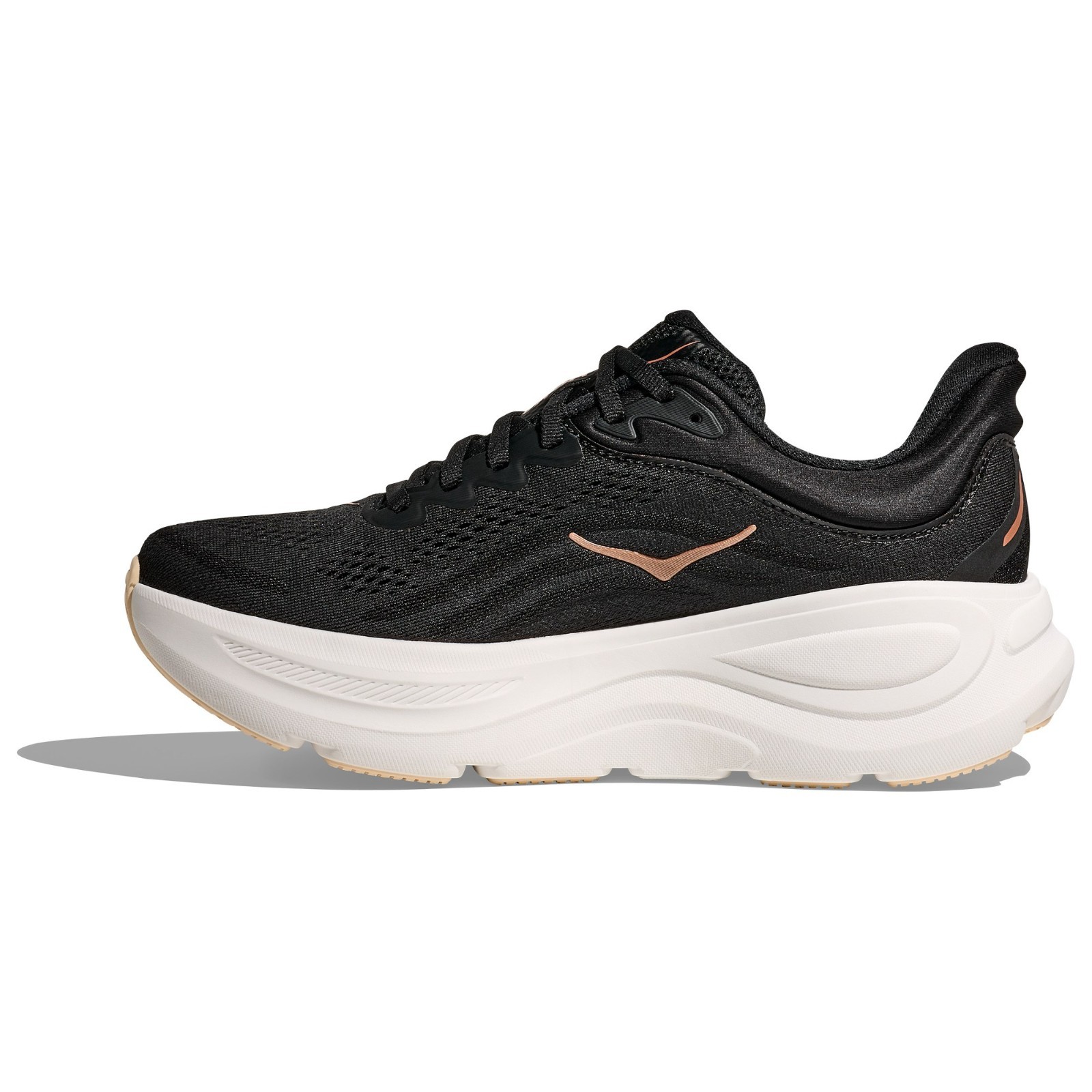 HOKA Bondi 9 Road-Running Shoes – Women’s, Color Black-Rose Gold, Brand New