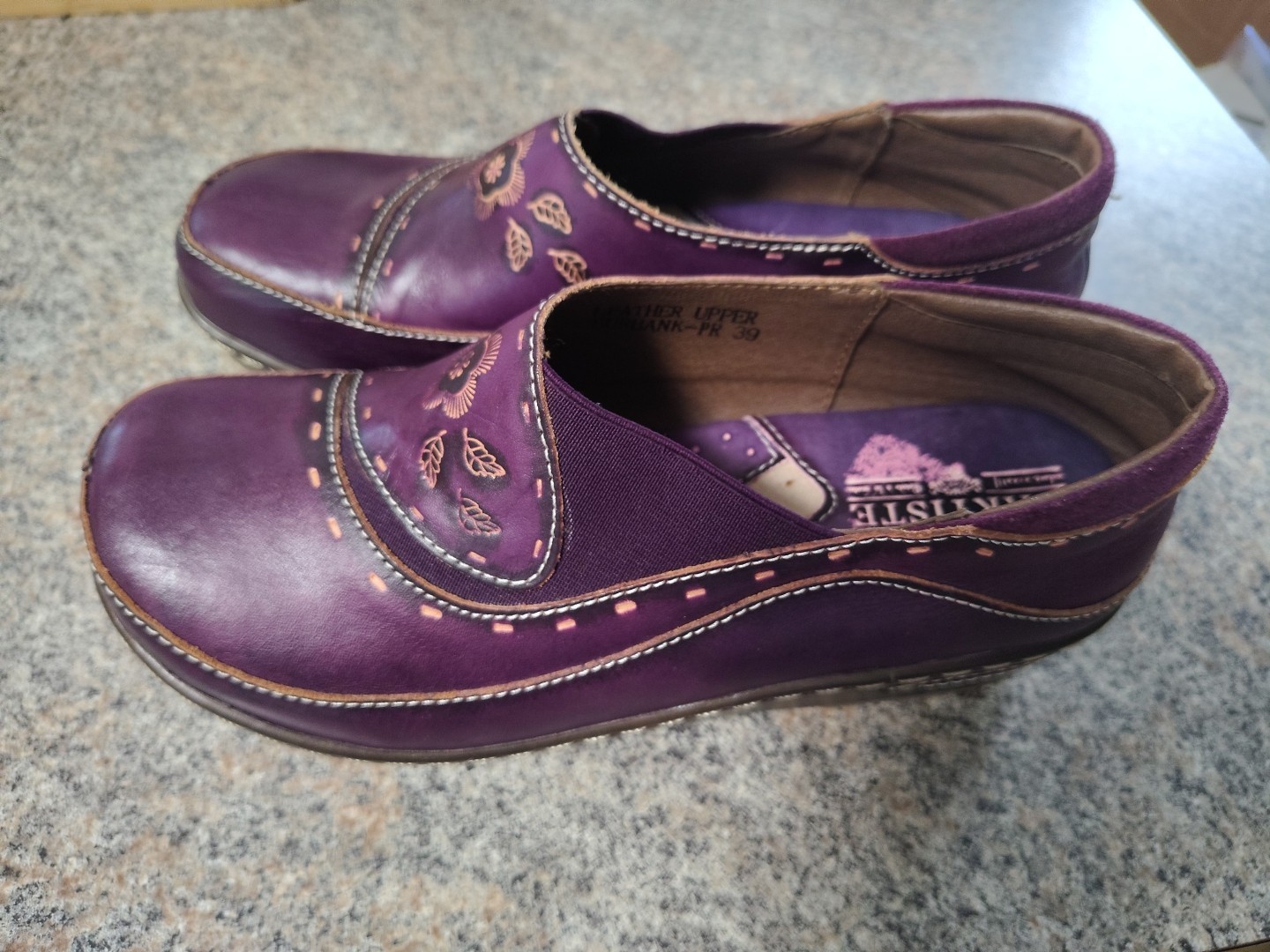 Spring Step L’Artiste Burbank Purple Leather Clogs Women’s EU 39 US 8.5