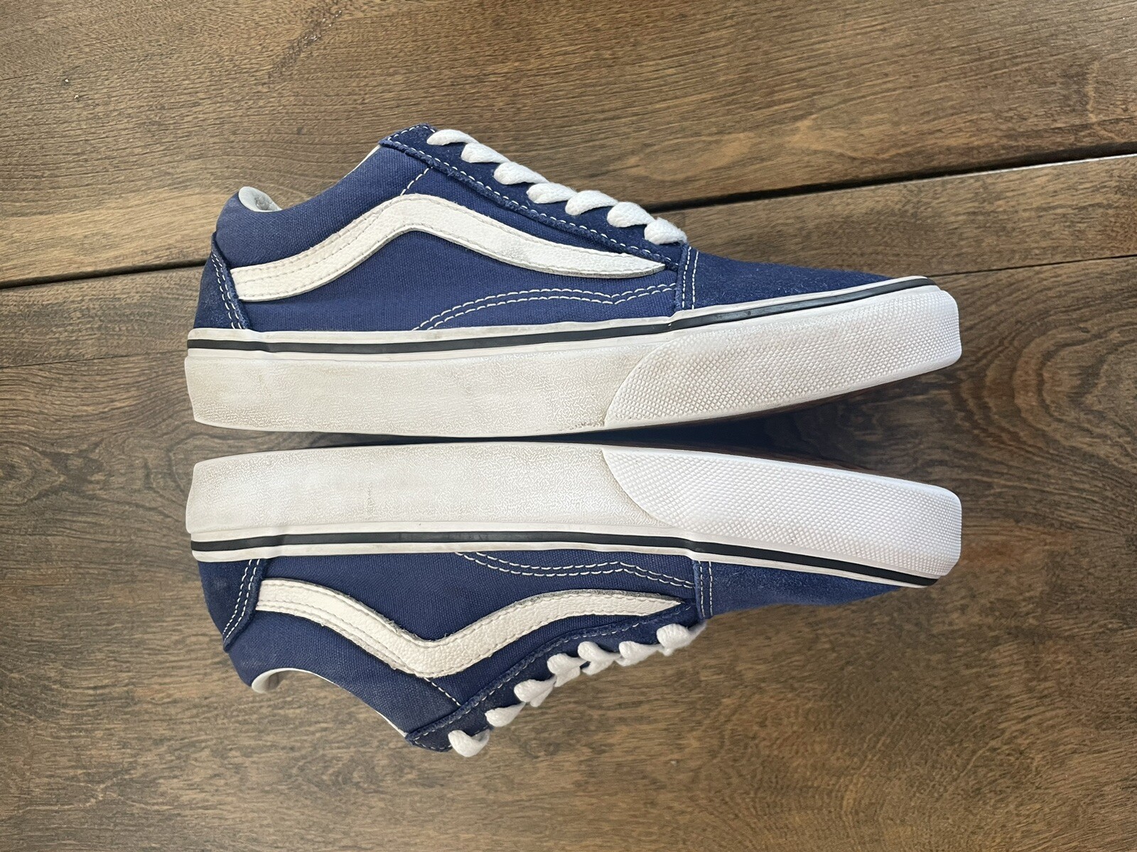 VANS Old Skool Suede Low Top Shoes Sneakers Blue White Women’s Size 5 Men 3.5