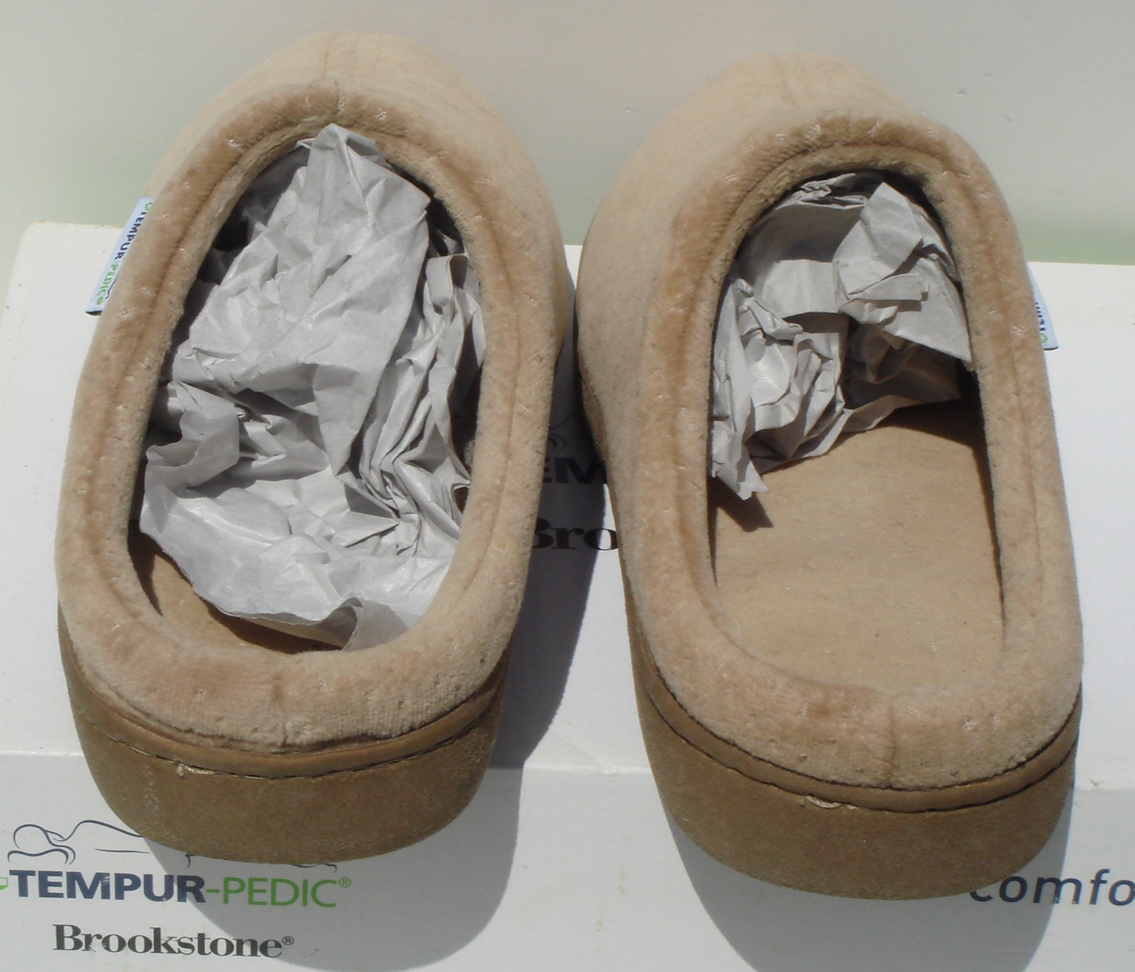 TEMPUR-PEDIC Women’s BROOKSTONE Pressure Reliving Slipper Velour Tan L 8.5-9. 5