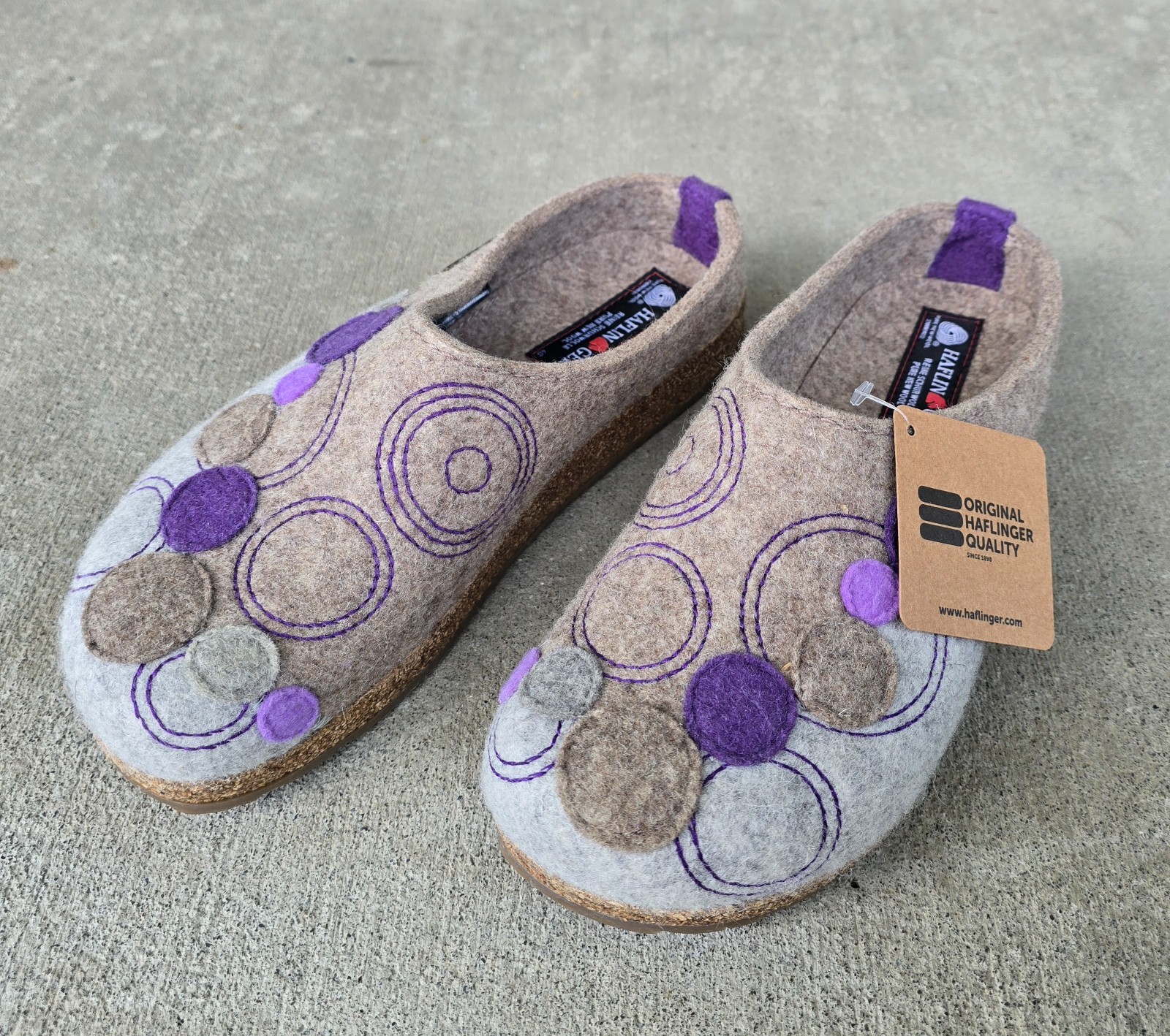 Haflinger Fizz Earth Wool Clogs Euro 40 US 9.5 NIB with Tags Gray Brown Purple