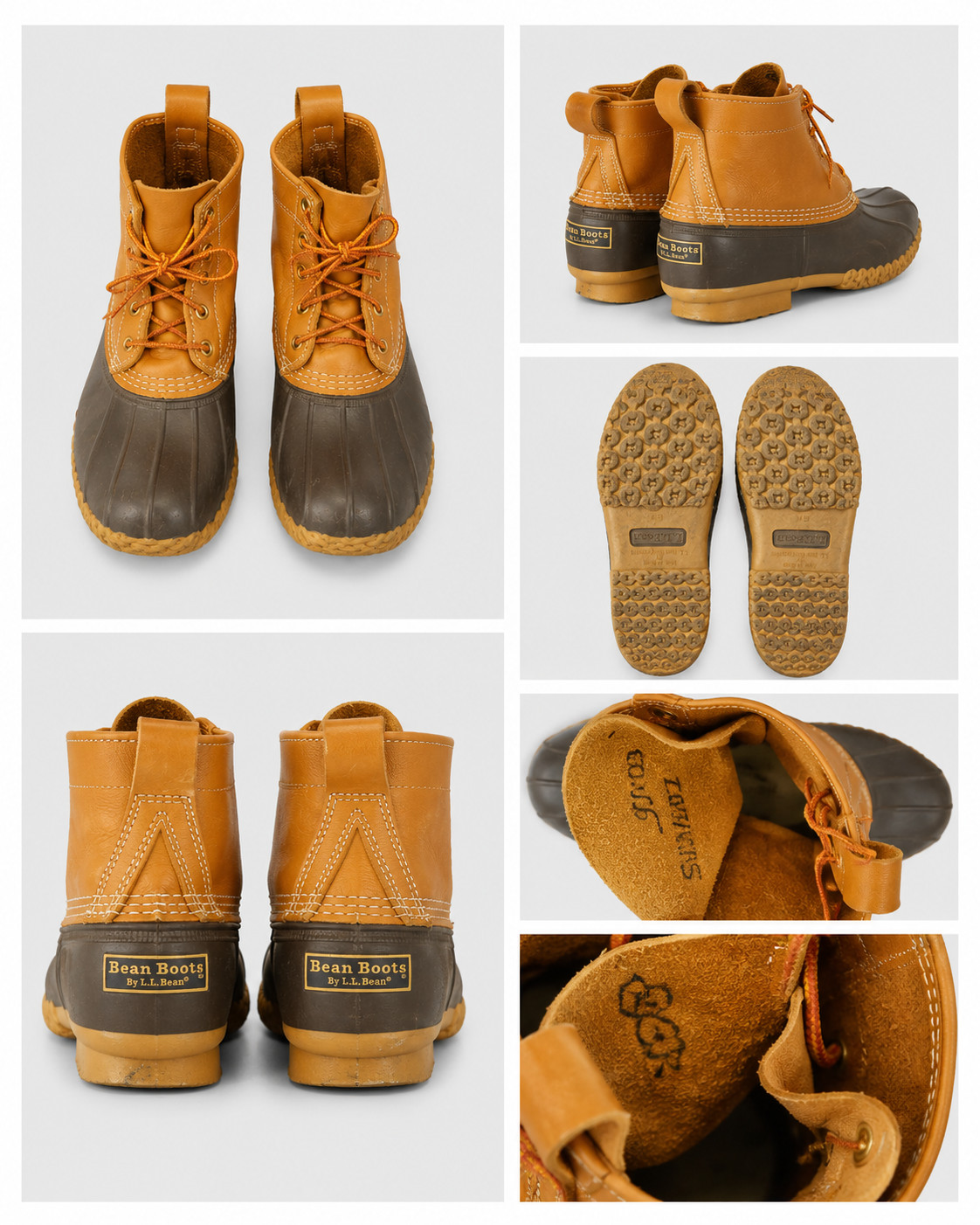L.L.Bean Bean Boots Size 8M Regular Tan Leather Duck Rain Boots Pre-Owned
