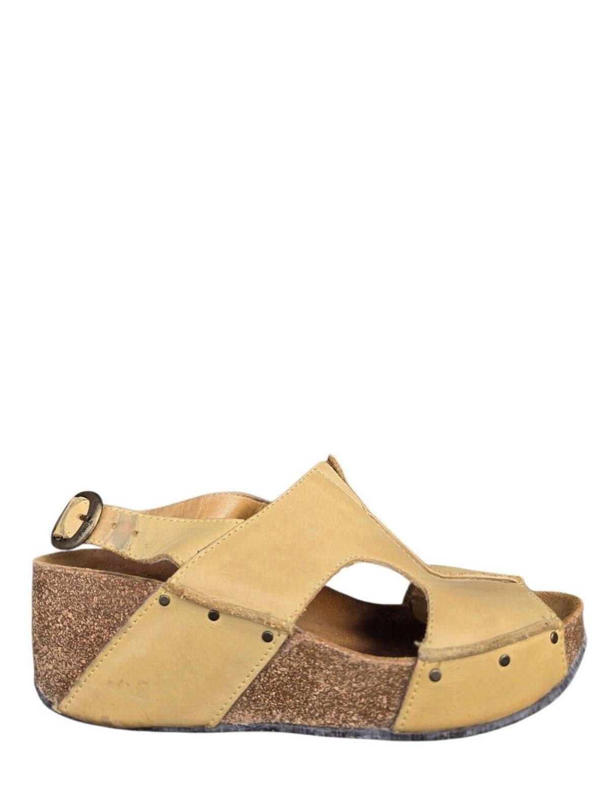 Sergio Tomani Leather Slingback Cork Wedge Sandals – Size 39 (US 8 – 8.5)
