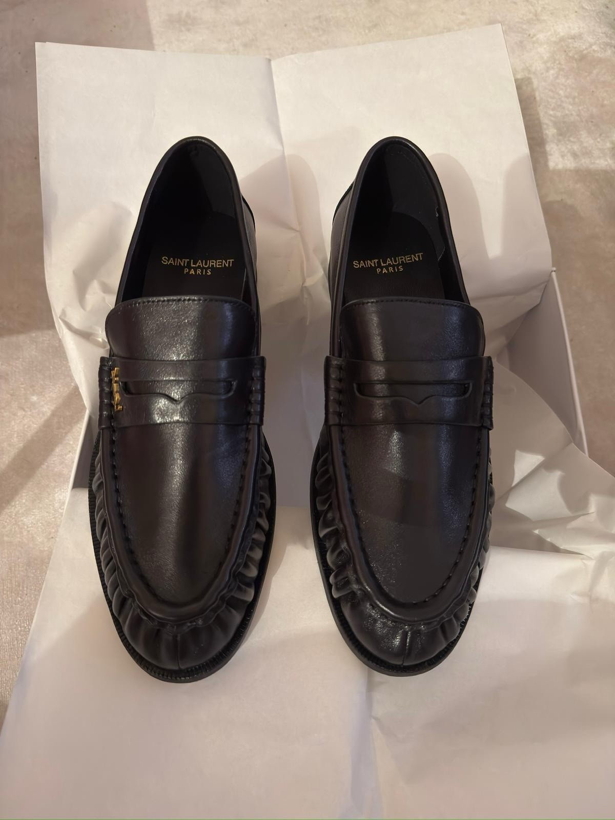 Saint Laurent Le Loafer Size US7 EU40 Shiny Black Leather Moc Toe Slip On